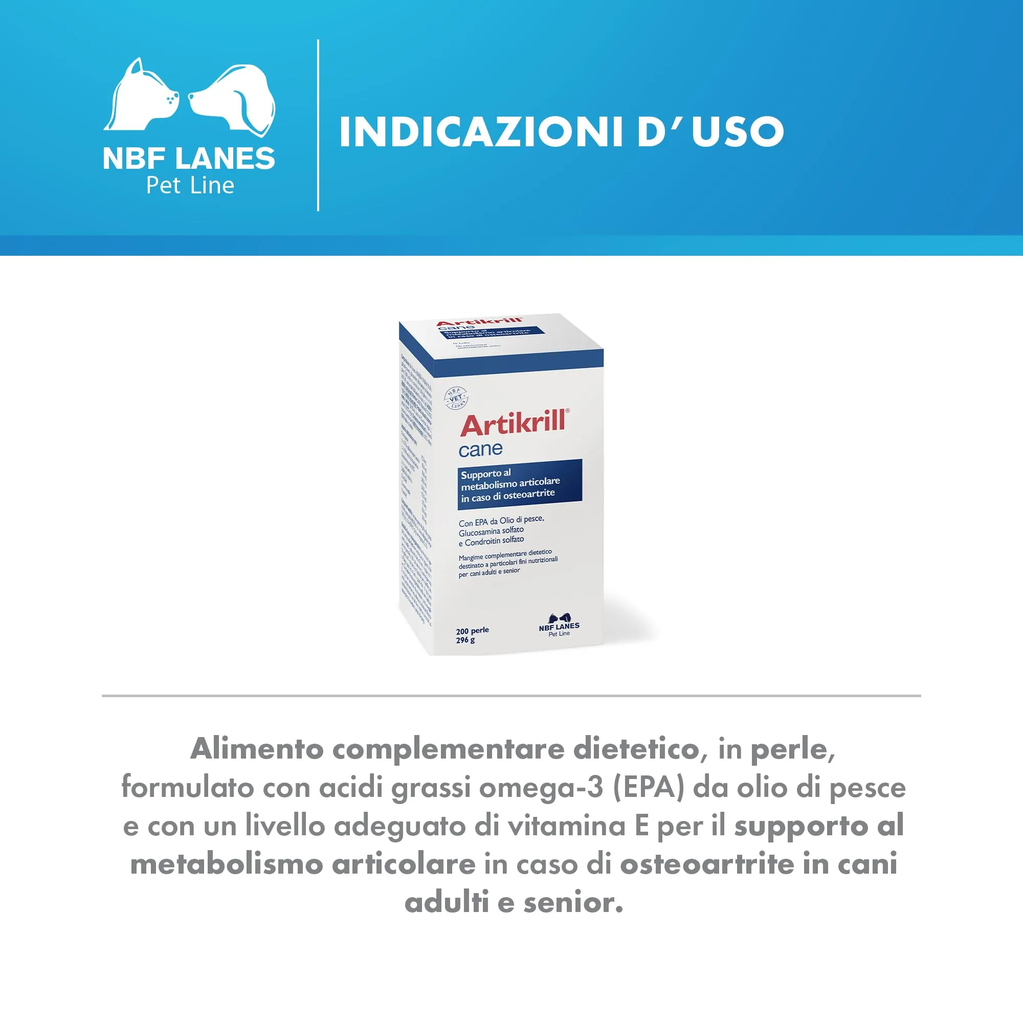 NBF Lanes Artikrill Cane, 200 Perle, Supporto Metabolismo Articolare per Cani Adulti e Senior - immagine 3