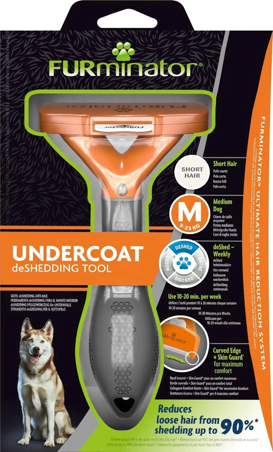 FURminator Strumento di deshedding per cani medi a pelo corto, M - immagine 2