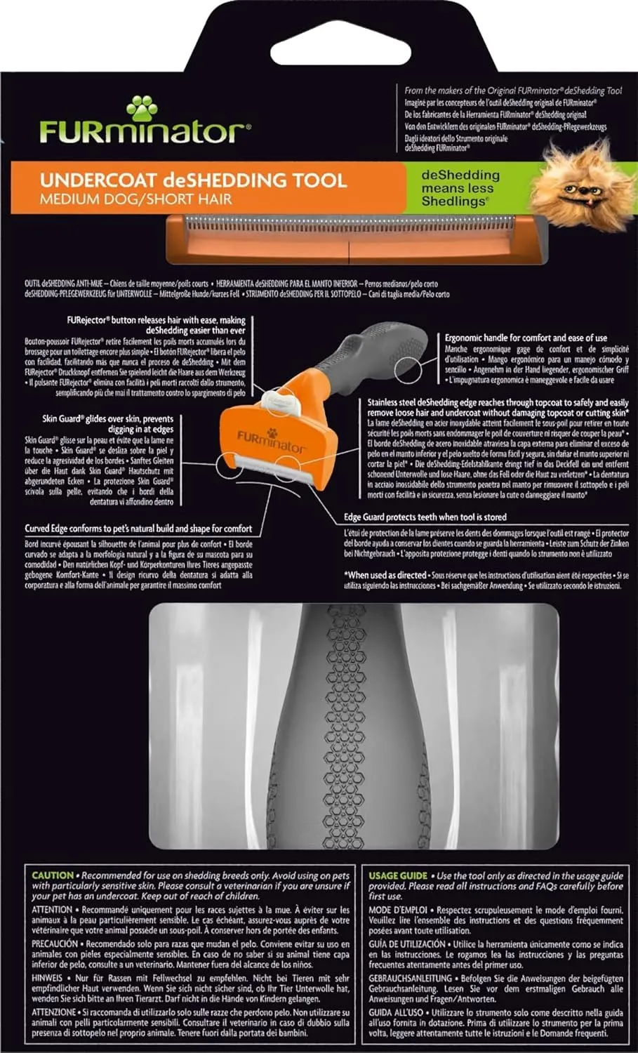 FURminator Strumento di deshedding per cani medi a pelo corto, M - immagine 3
