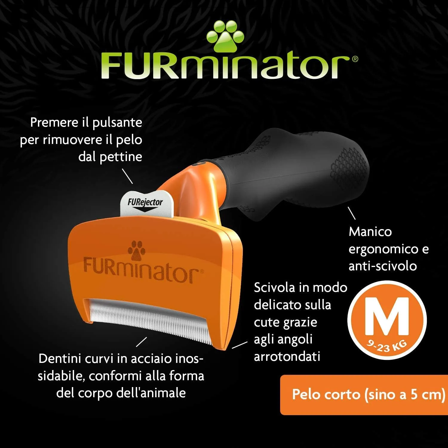 FURminator Strumento di deshedding per cani medi a pelo corto, M - immagine 4