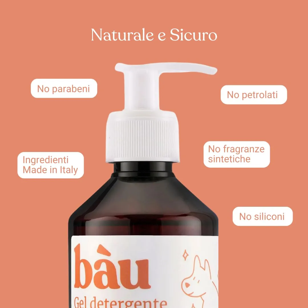 Bau Shampoo Secco Gel Detergente Senza Risciacquo per Cani con Aloe Vera, Pesca, 250 ml - immagine 6
