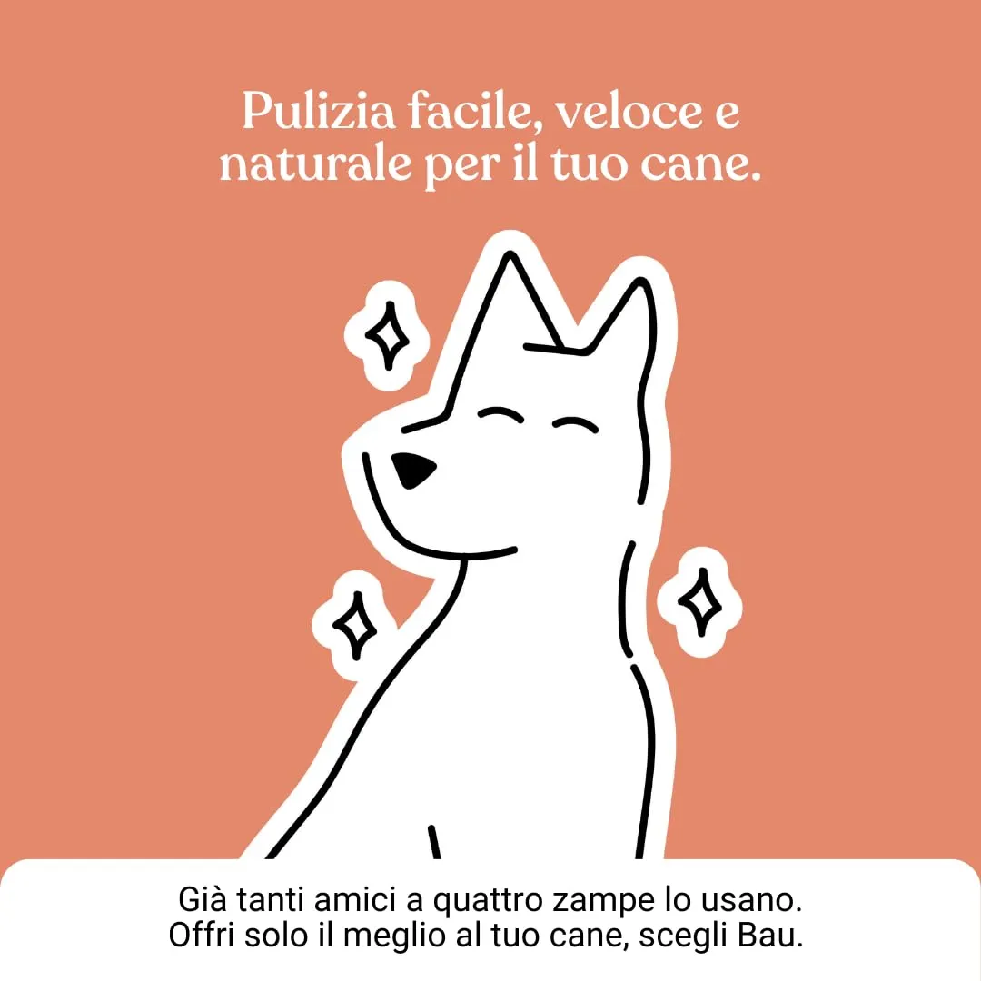 Bau Shampoo Secco Gel Detergente Senza Risciacquo per Cani con Aloe Vera, Pesca, 250 ml - immagine 10