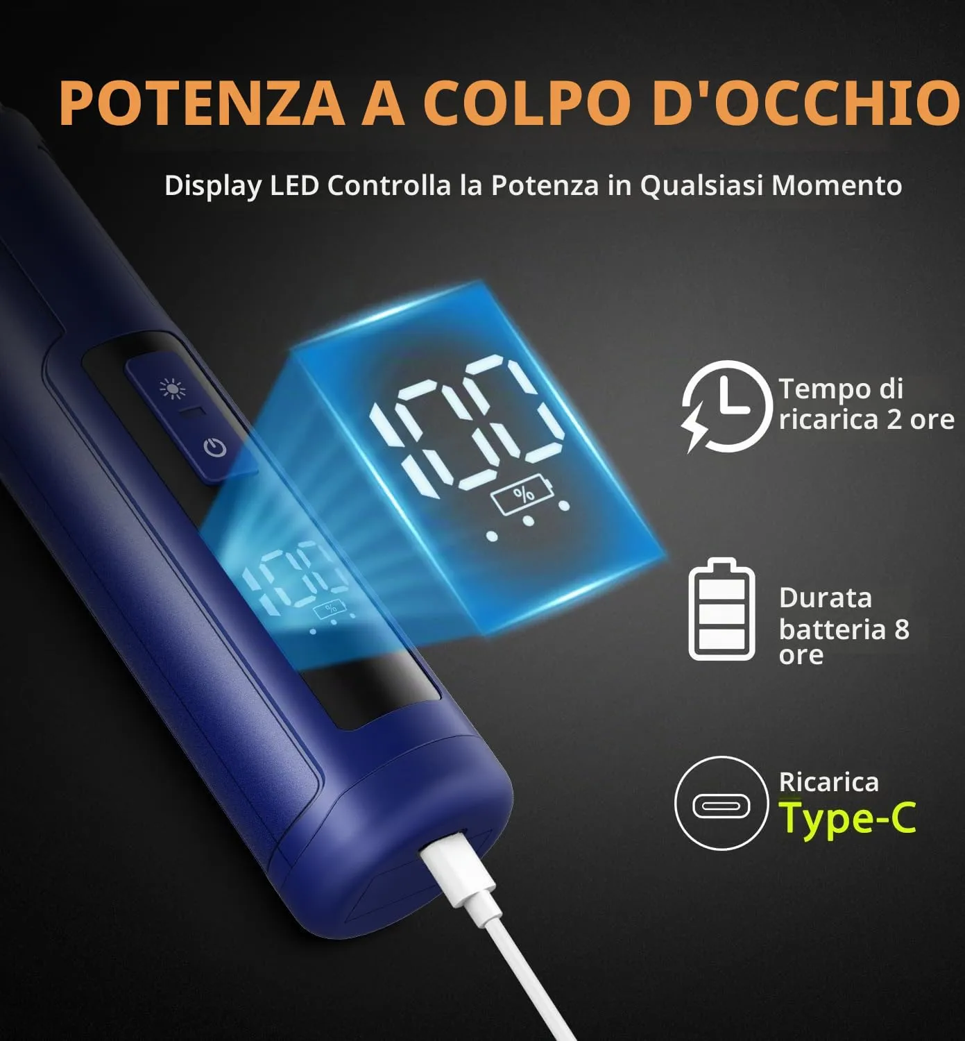 IREDOON Smerigliatrice per Unghie per Cani, 3 Marce con 4 luci a LED (Blu) - immagine 8