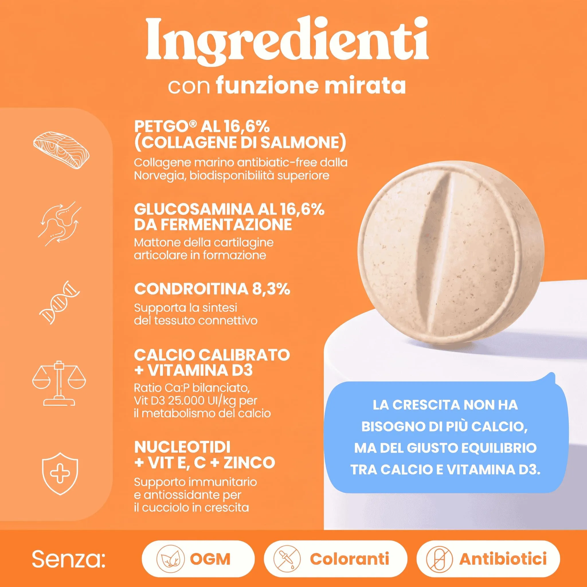 Bau Integratore Articolazioni per Cuccioli di Cani con Glucosamina, Condroitina, Collagene, Calcio e Vitamina D3, 60cps - immagine 5