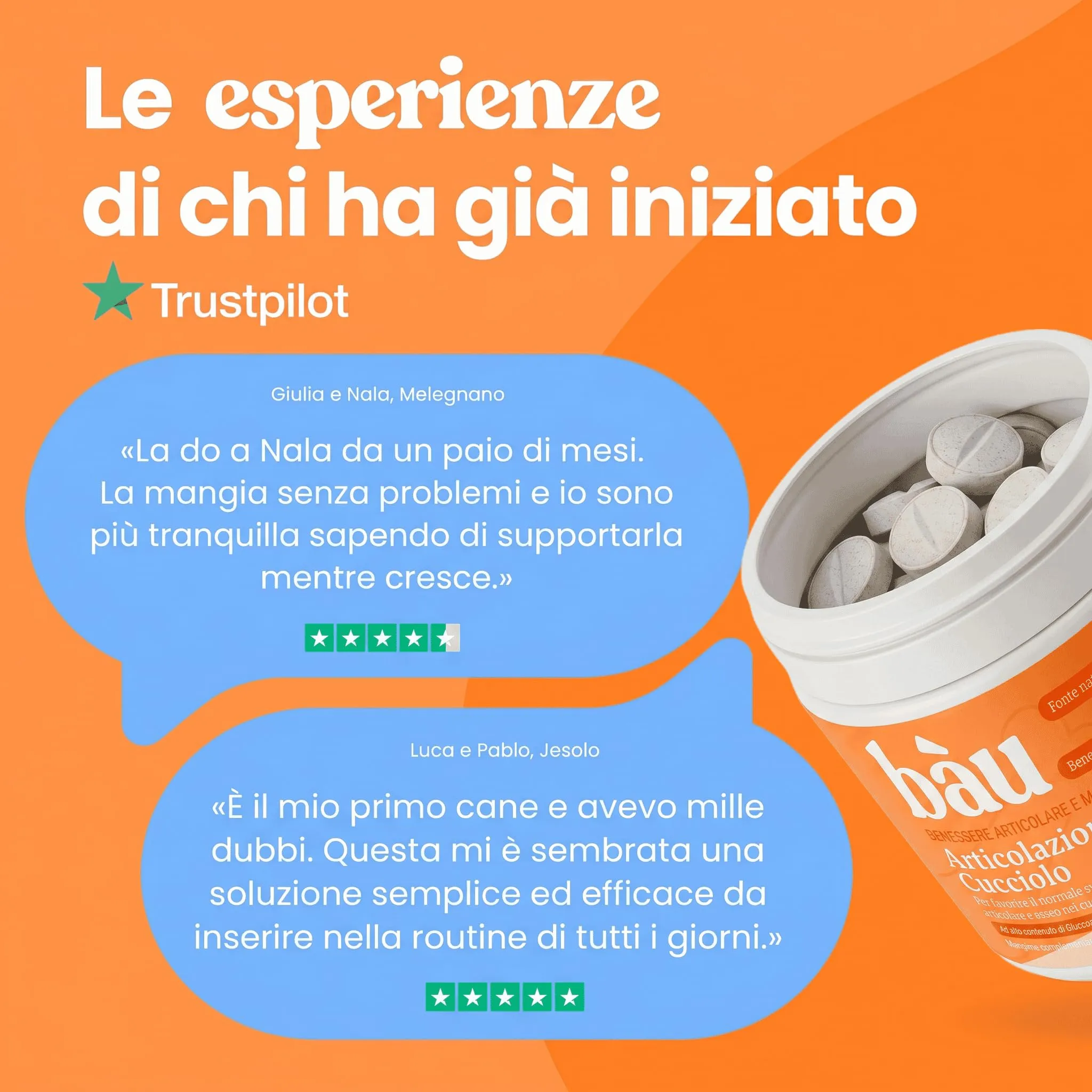 Bau Integratore Articolazioni per Cuccioli di Cani con Glucosamina, Condroitina, Collagene, Calcio e Vitamina D3, 60cps - immagine 9
