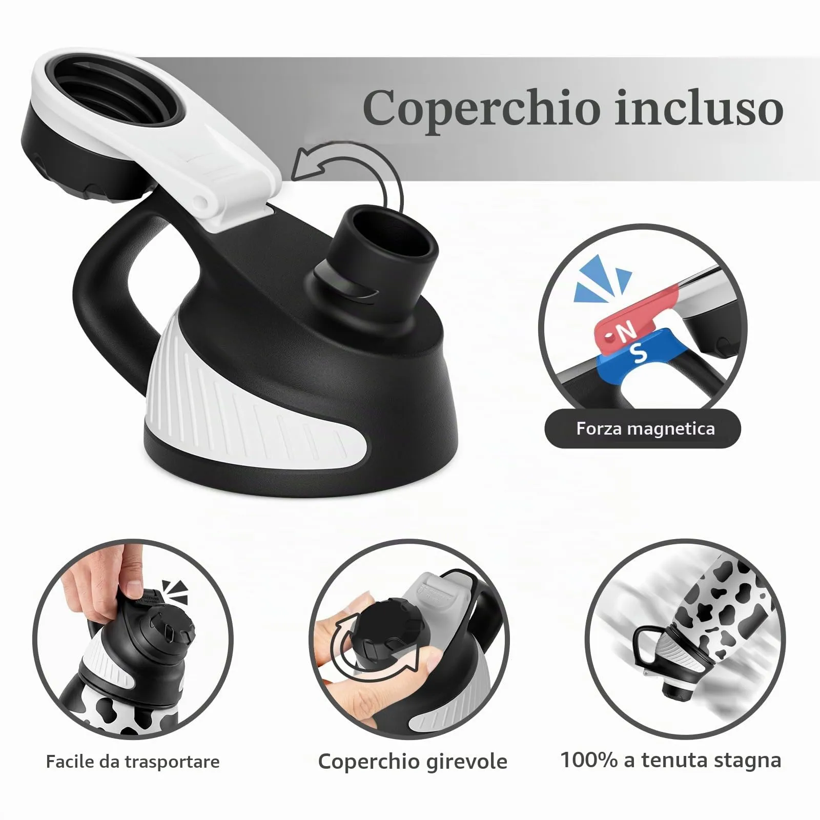 Fjbottle Borraccia Sportiva in Acciaio Inox, 1 L, con Coperchio Magnetico - immagine 2