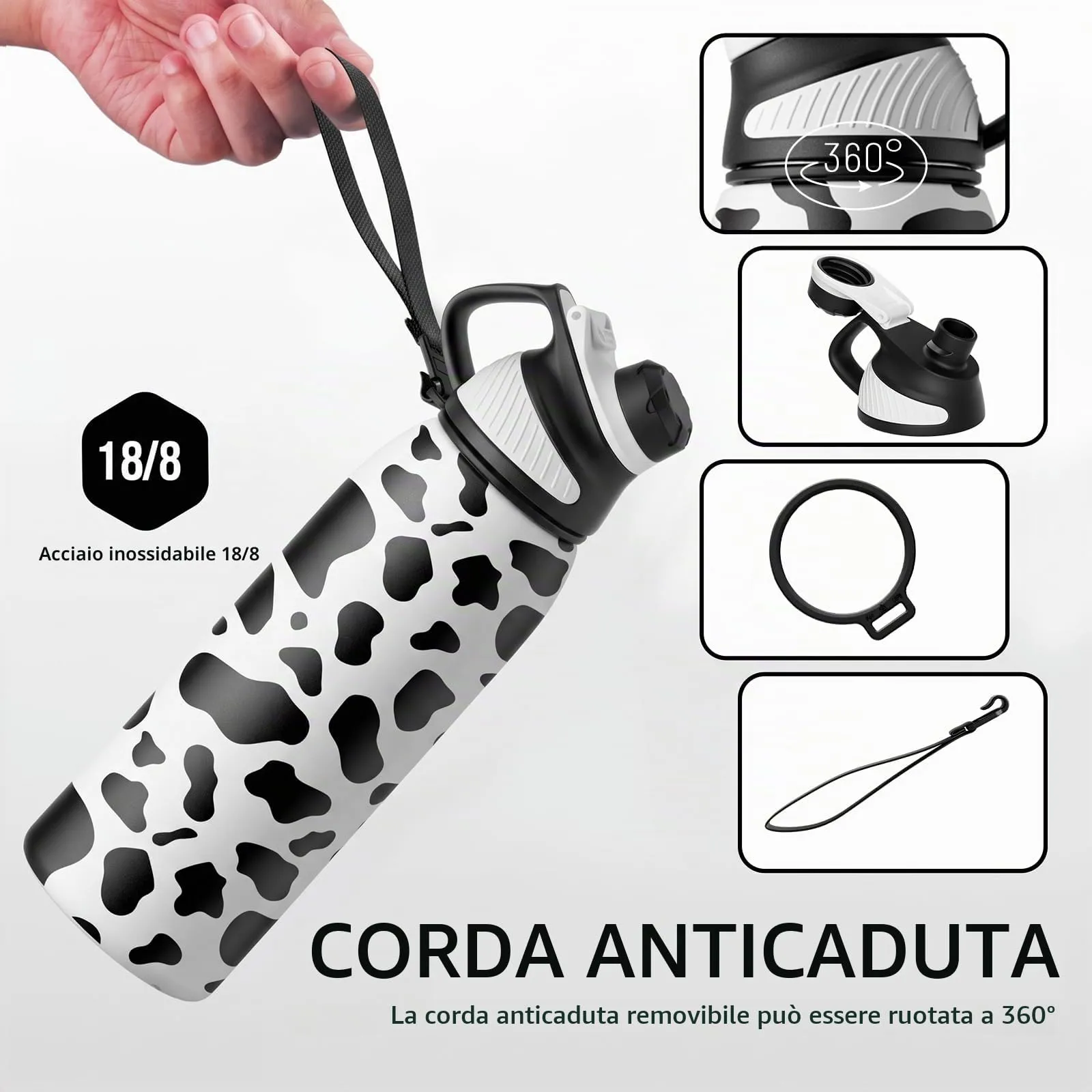 Fjbottle Borraccia Sportiva in Acciaio Inox, 1 L, con Coperchio Magnetico - immagine 3