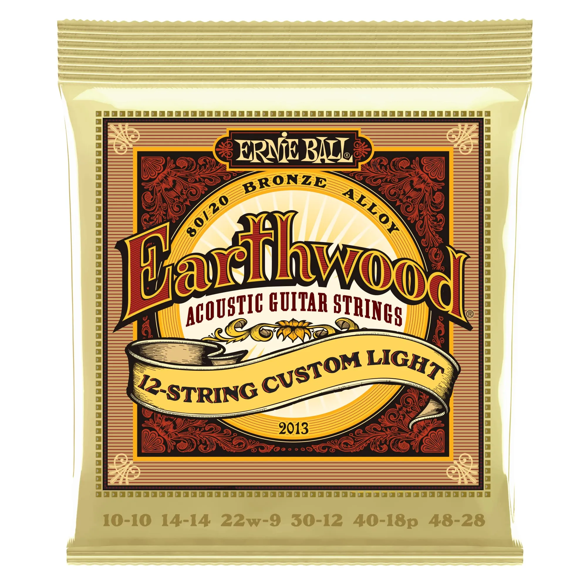 Ernie Ball Earthwood 12-String Custom Light 80/20 Bronze Acoustic Guitar Strings, 10-48 Gauge - immagine 1