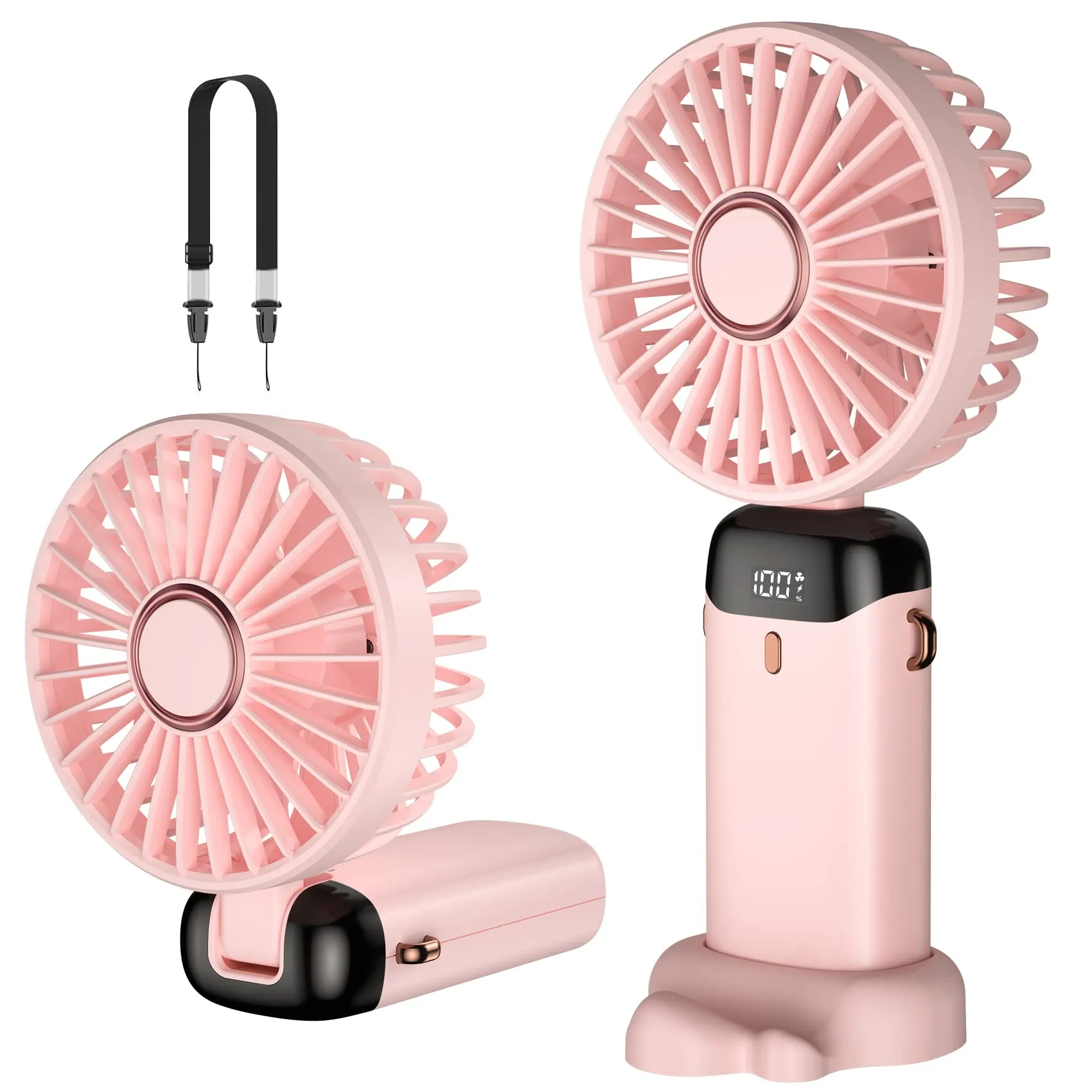 Rafada Mini Ventilatore Portatile Ricaricabile, 5 Livelli di Velocità, Batteria 4200 mAh, USB Pieghevole - immagine 1
