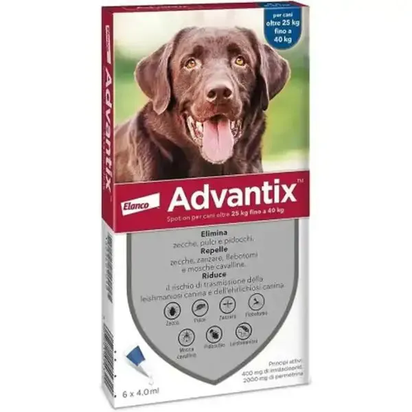 Advantix Spot-on antiparassitario per cani da 25 a 40 kg, 6 pipette da 4 ml - immagine 1