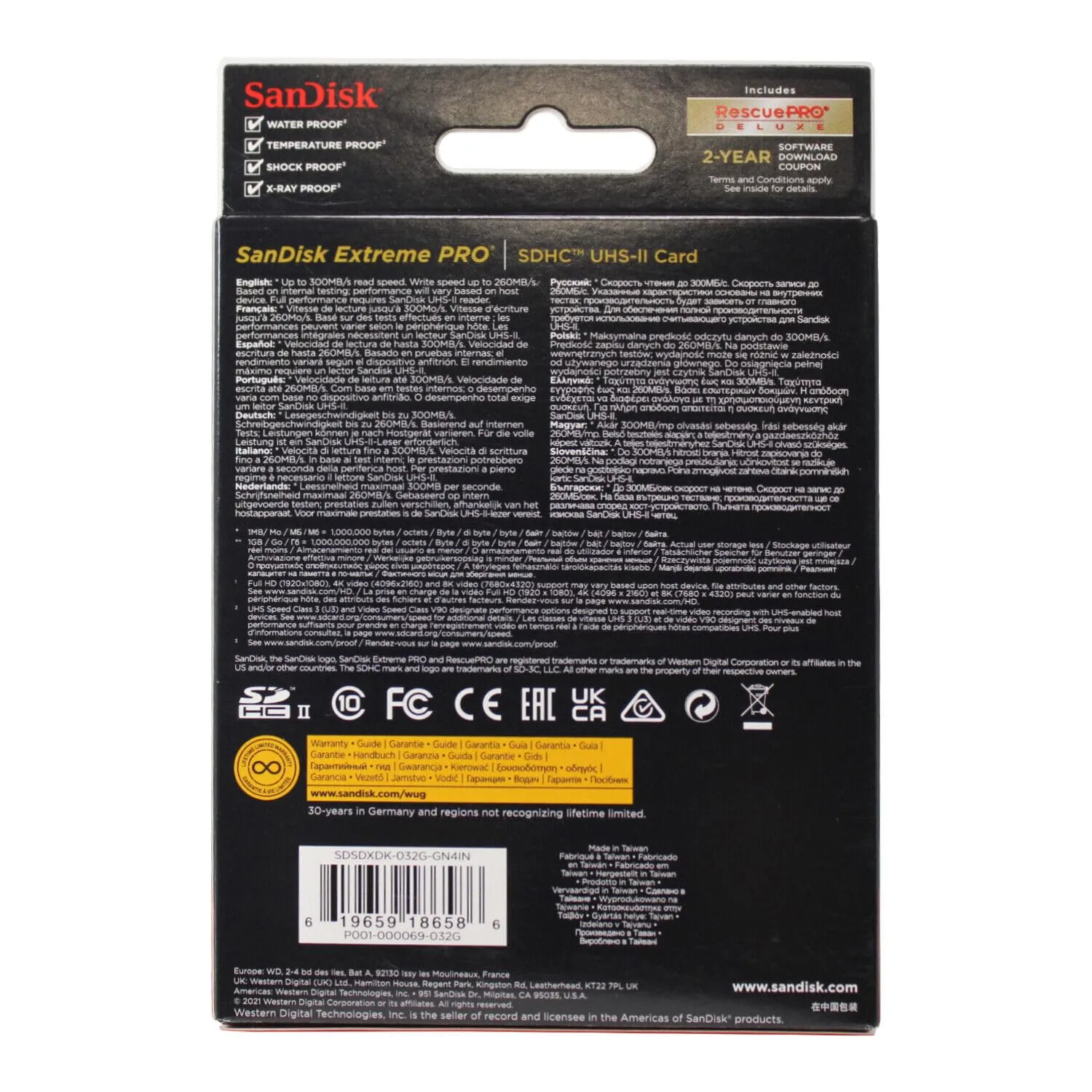 SanDisk Extreme PRO 32GB SDHC Memory Card UHS-II Class 10 V90 U3 - immagine 4