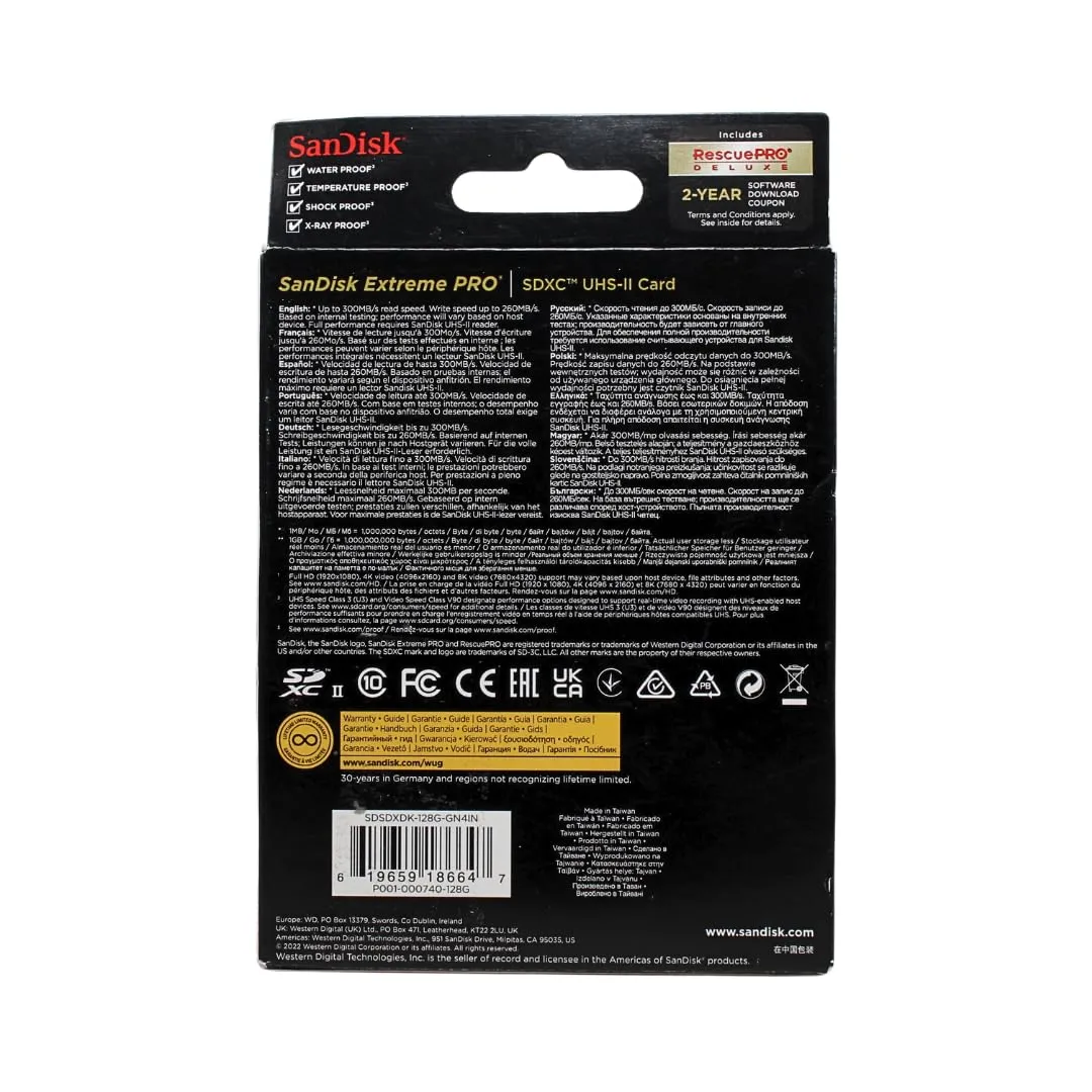 SanDisk Extreme PRO 128GB SDXC UHS-II Class 10 U3 V90 (up to 300 MB/s) - immagine 3