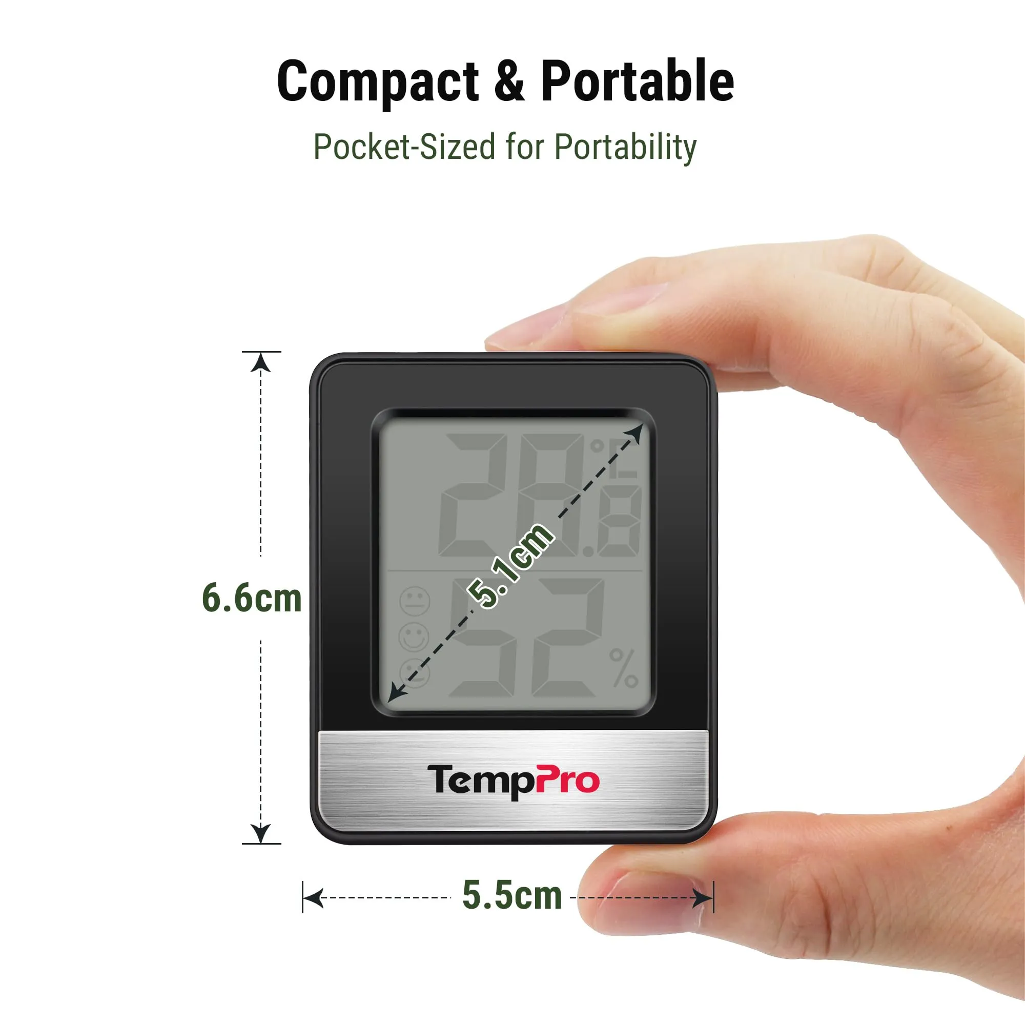 TempPro TP49 Mini Igrometro Termometro Digitale Interno, Nero - immagine 7