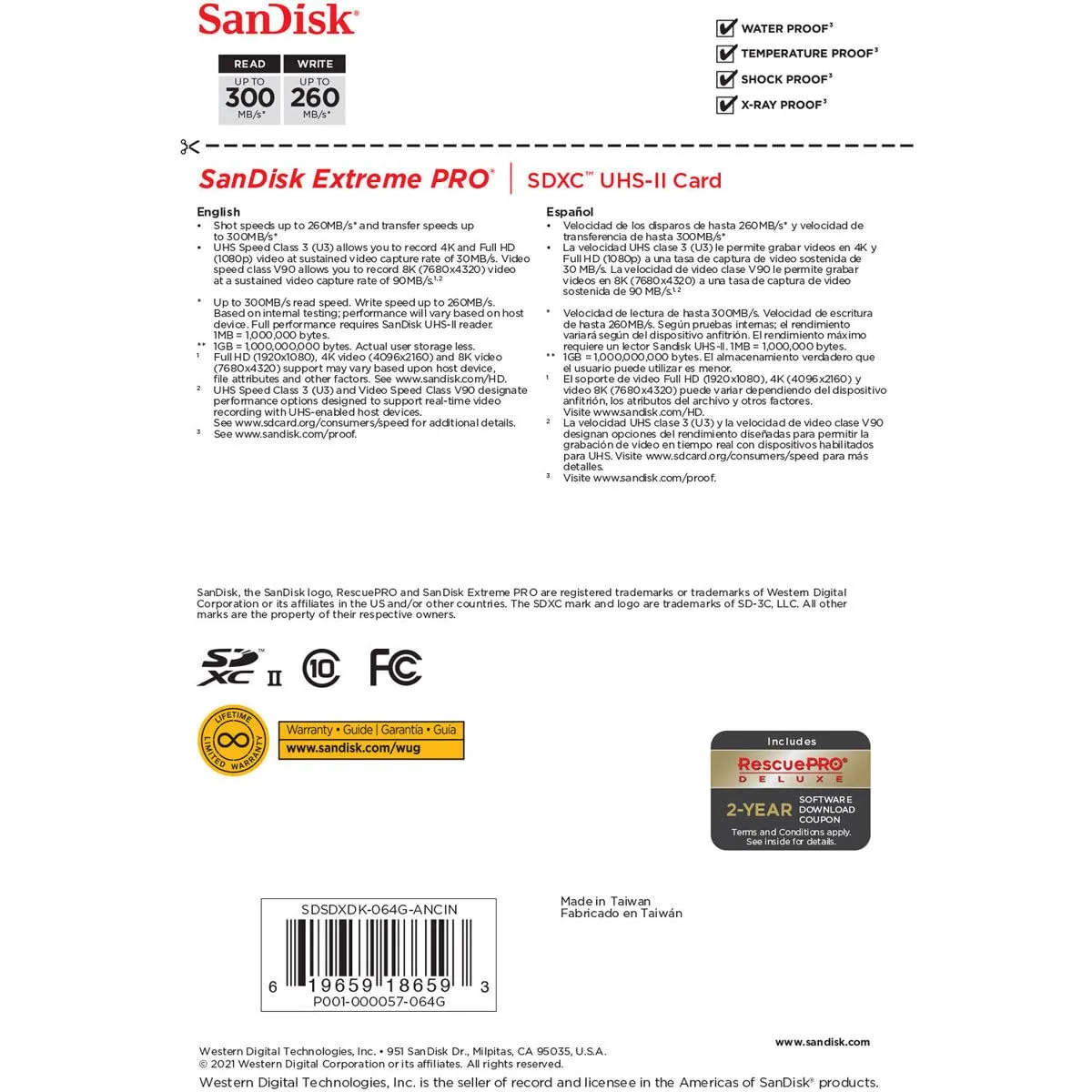 SanDisk 64GB Extreme PRO SDXC UHS-II Class 10 U3 V90 - immagine 5