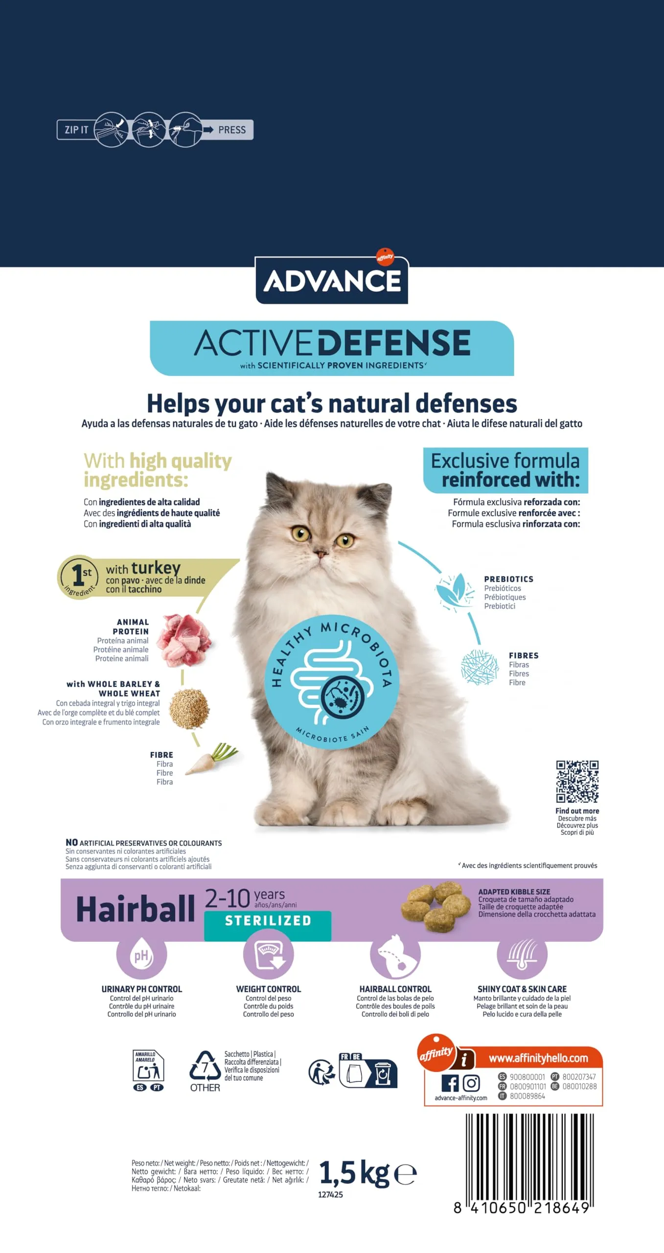Advance Hairball Sterilized Adult Cat Food with Turkey, 1.5kg - immagine 4