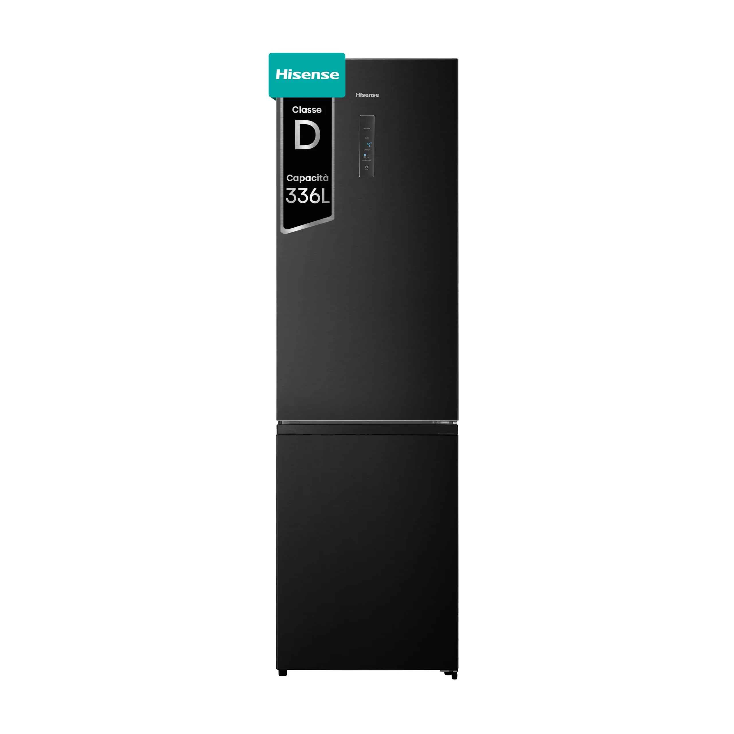 Hisense RB440N4AFD Frigorifero Combinato Total No Frost, Nero, Classe D, 336L, 36dB, Porta reversibile, Motore Inverter - immagine 1