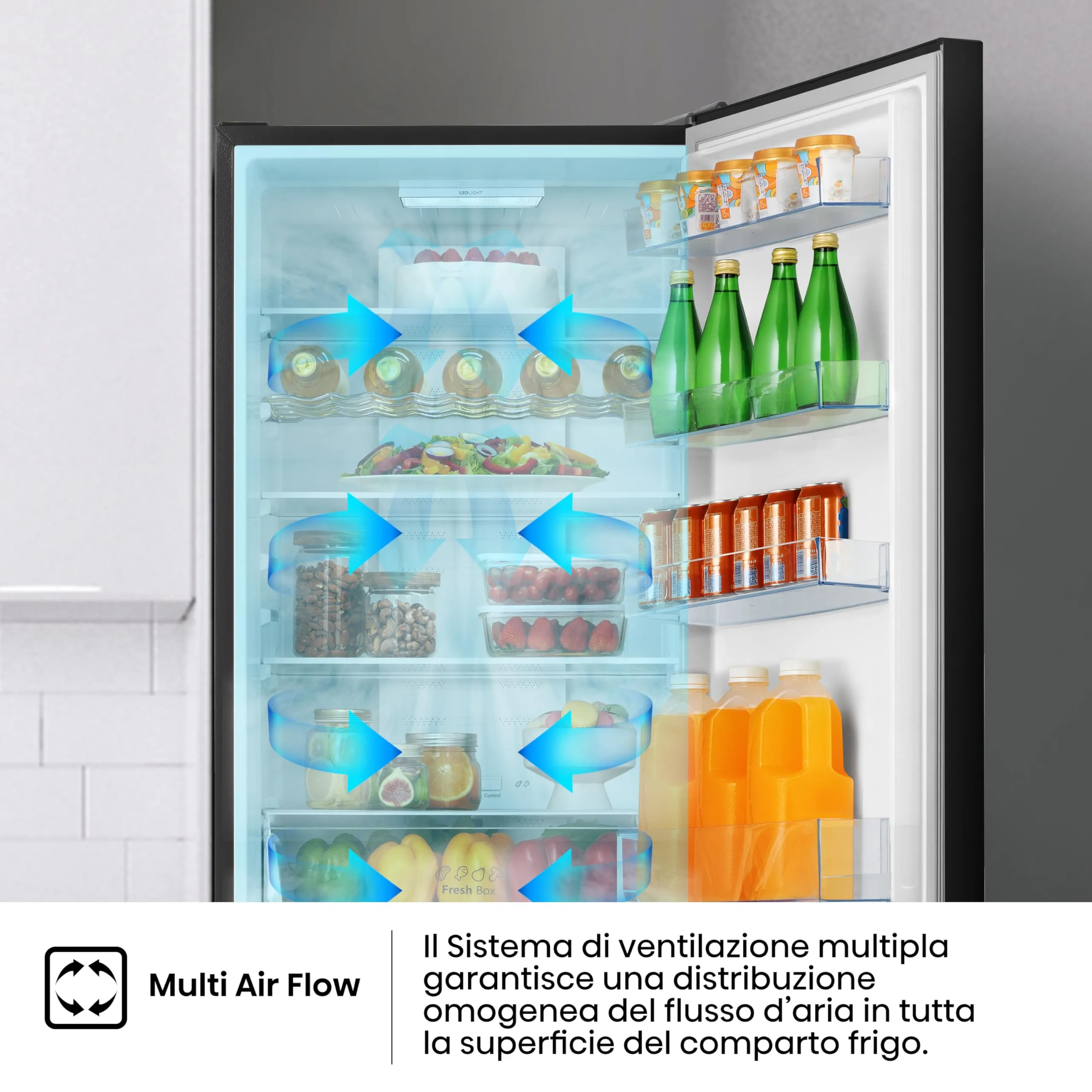 Hisense RB440N4AFD Frigorifero Combinato Total No Frost, Nero, Classe D, 336L, 36dB, Porta reversibile, Motore Inverter - immagine 6