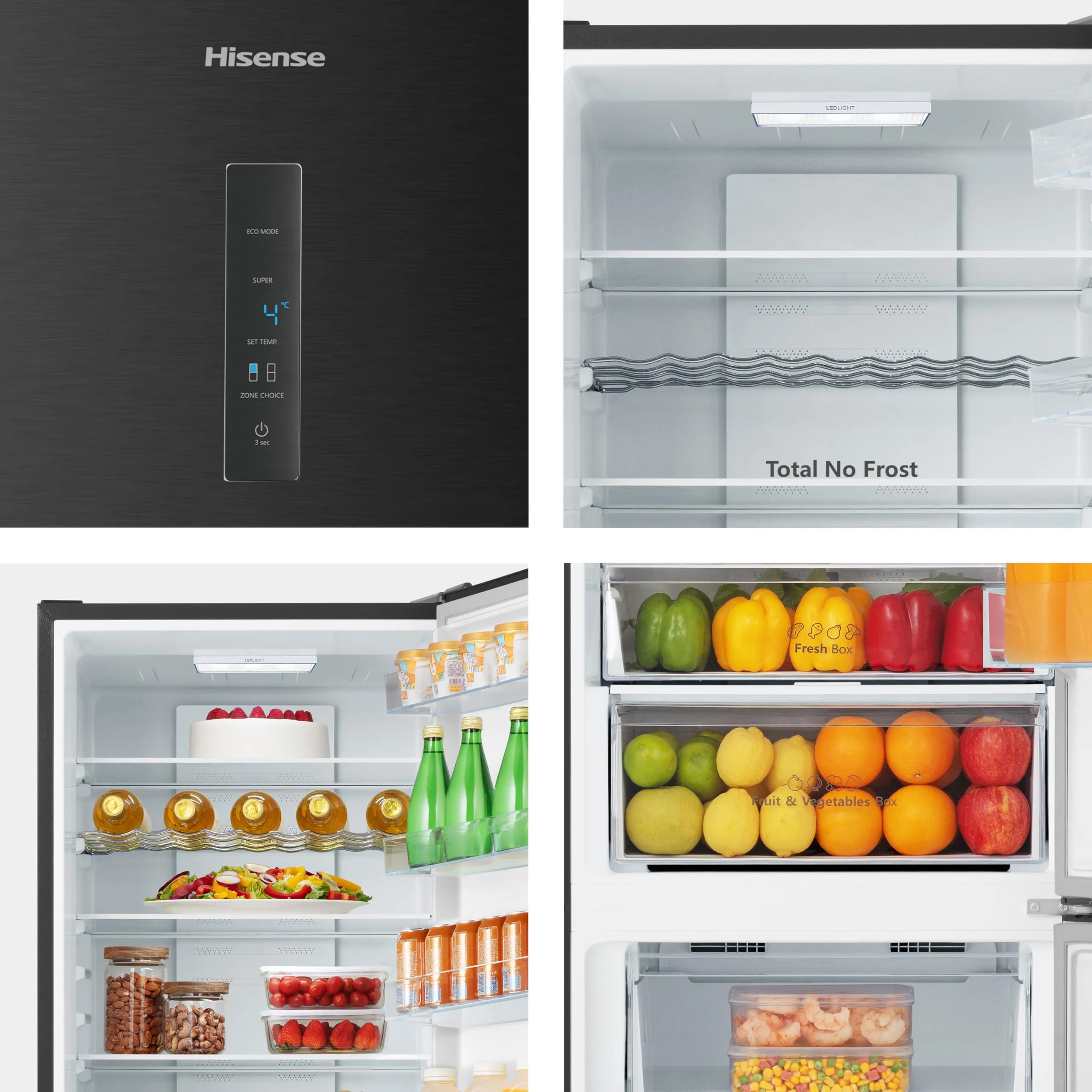 Hisense RB440N4AFD Frigorifero Combinato Total No Frost, Nero, Classe D, 336L, 36dB, Porta reversibile, Motore Inverter - immagine 12