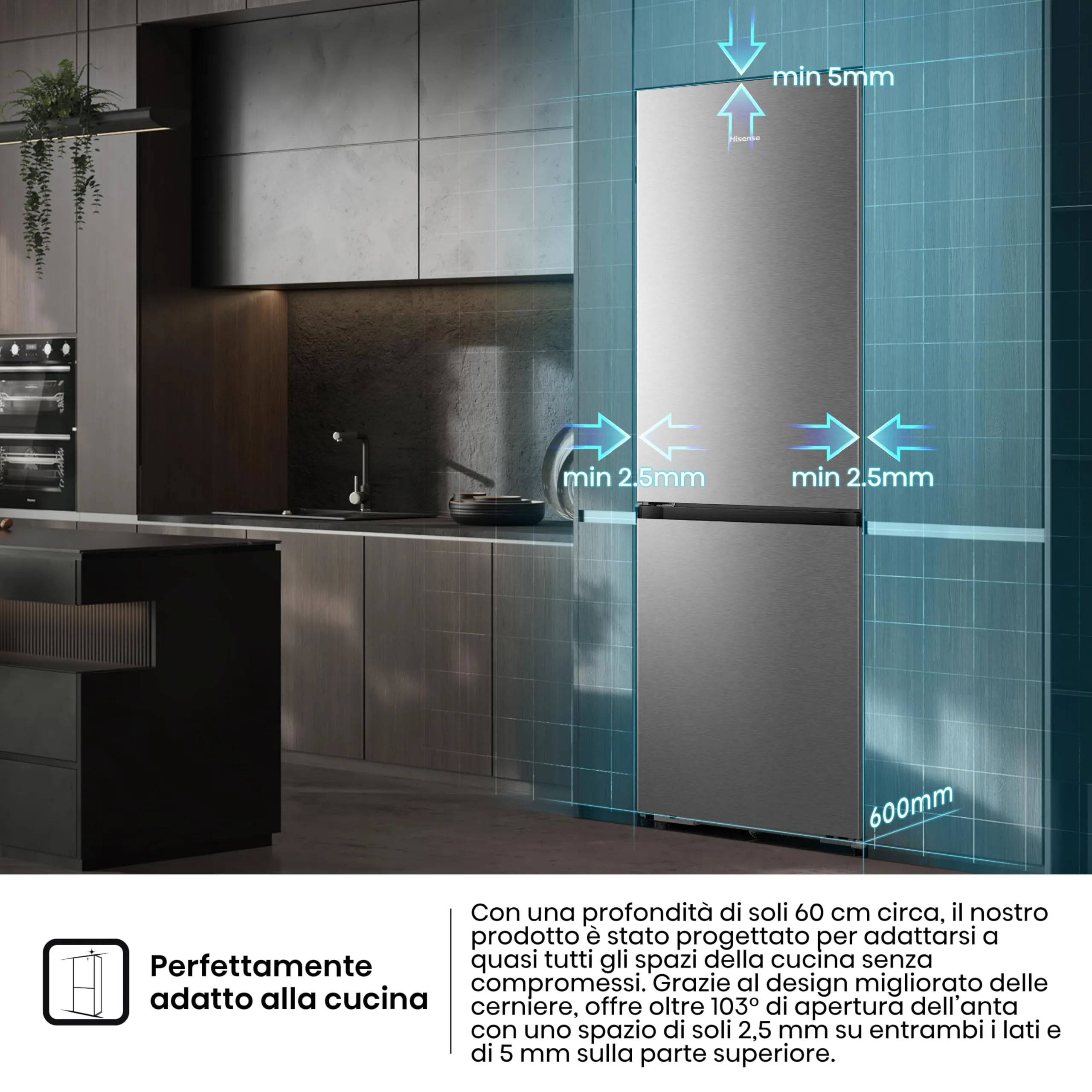 Hisense RB3K330SAIC Frigorifero Combinato Total No Frost 330 Litri Classe C Inox - immagine 5