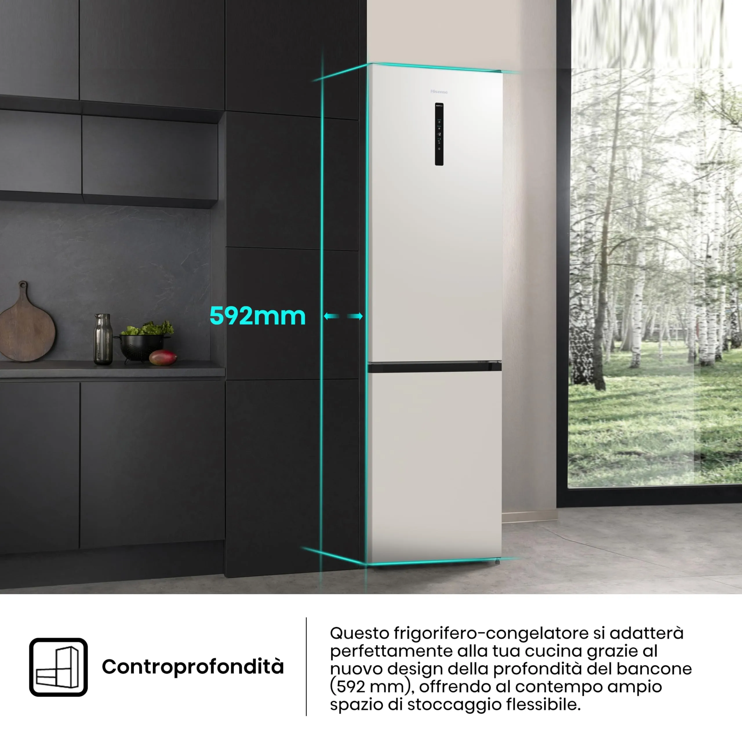 Hisense RB434N4CRE Frigorifero Combinato Total No Frost, Beige, 200x60cm, Classe E, 331 Litri - immagine 6