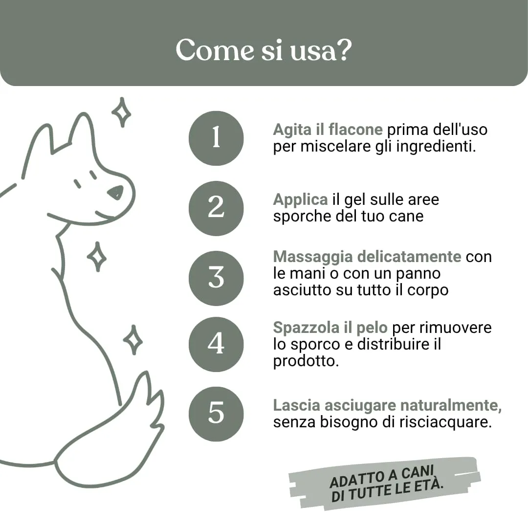 Bau Shampoo Secco per Cani, Gel Detergente Senza Risciacquo con Aloe Vera, 250 ml - immagine 7