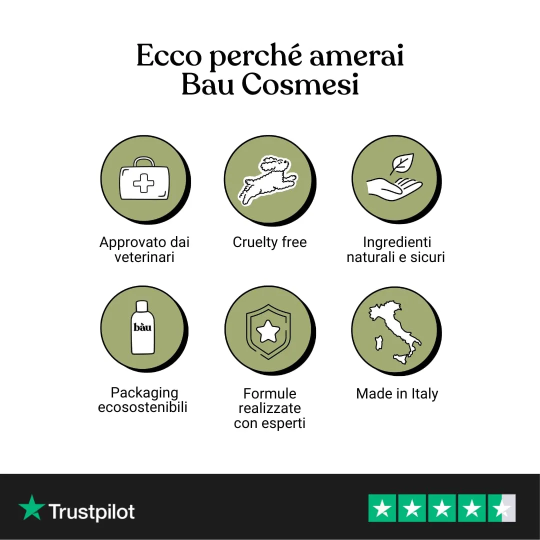 Bau Shampoo Secco per Cani, Gel Detergente Senza Risciacquo con Aloe Vera, Mela, 250 ml - immagine 9