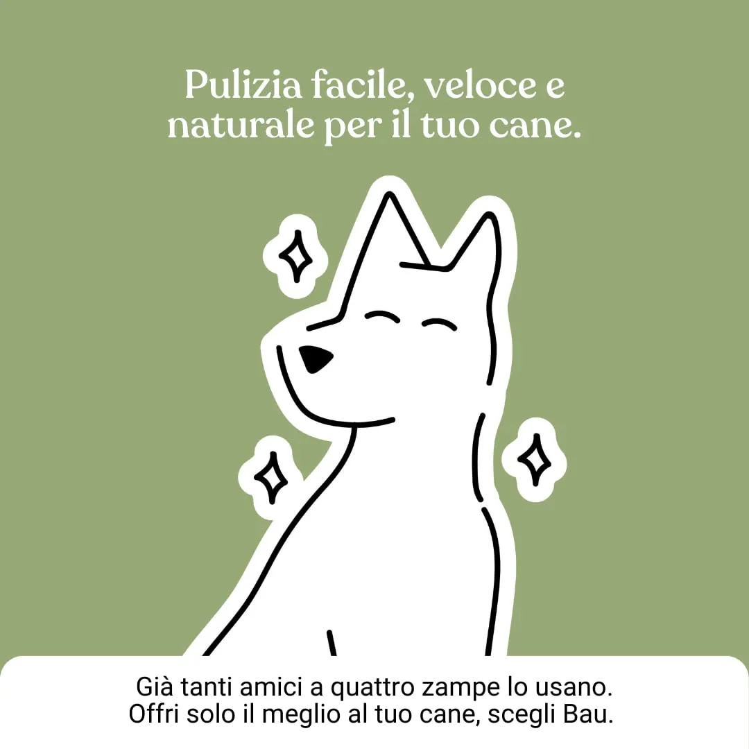 Bau Shampoo Secco per Cani, Gel Detergente Senza Risciacquo con Aloe Vera, Mela, 250 ml - immagine 10