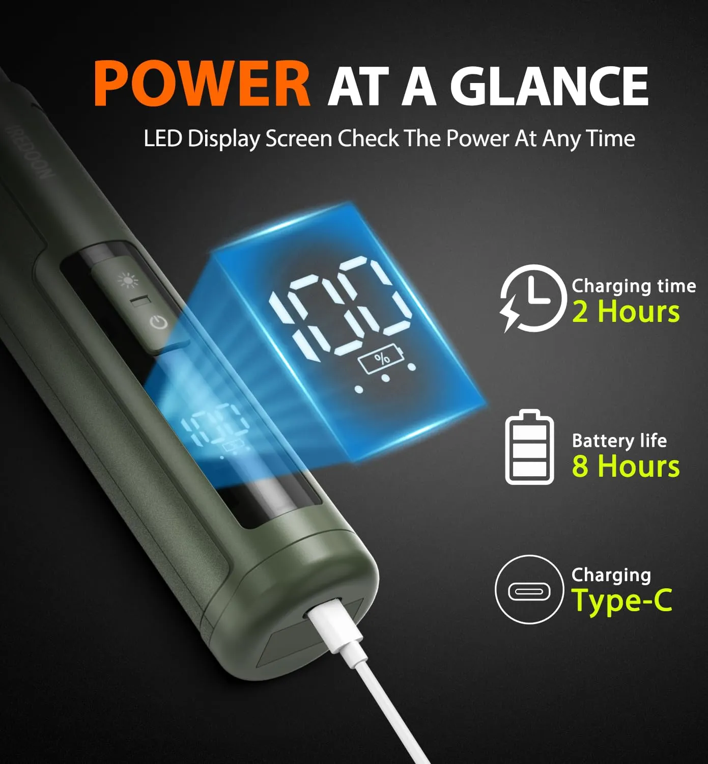 IREDOON Smerigliatrice per Unghie per Cani, 3 Marce con 4 luci a LED (Verde) - immagine 8