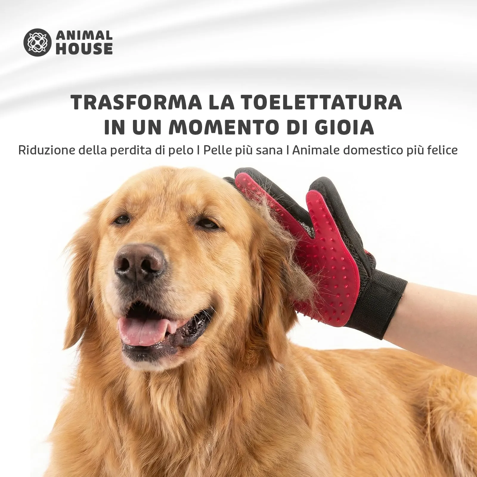 Animal House Guanti per Toelettatura per Cani e Gatti, Massaggianti e Morbidi (Rosa) - immagine 5