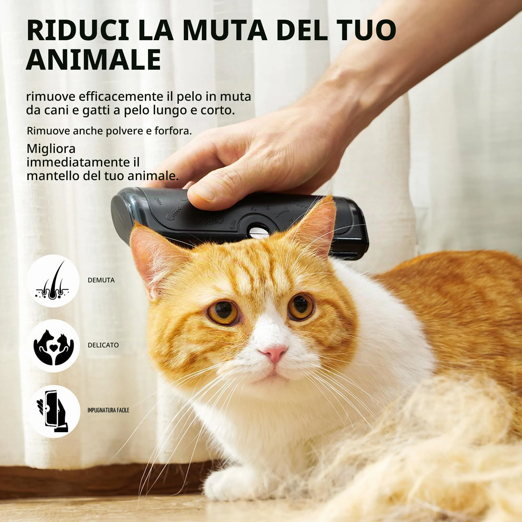 PetPog Slanatore per Gatti e Cani, Pelo Corto e Medio, Nero - immagine 2