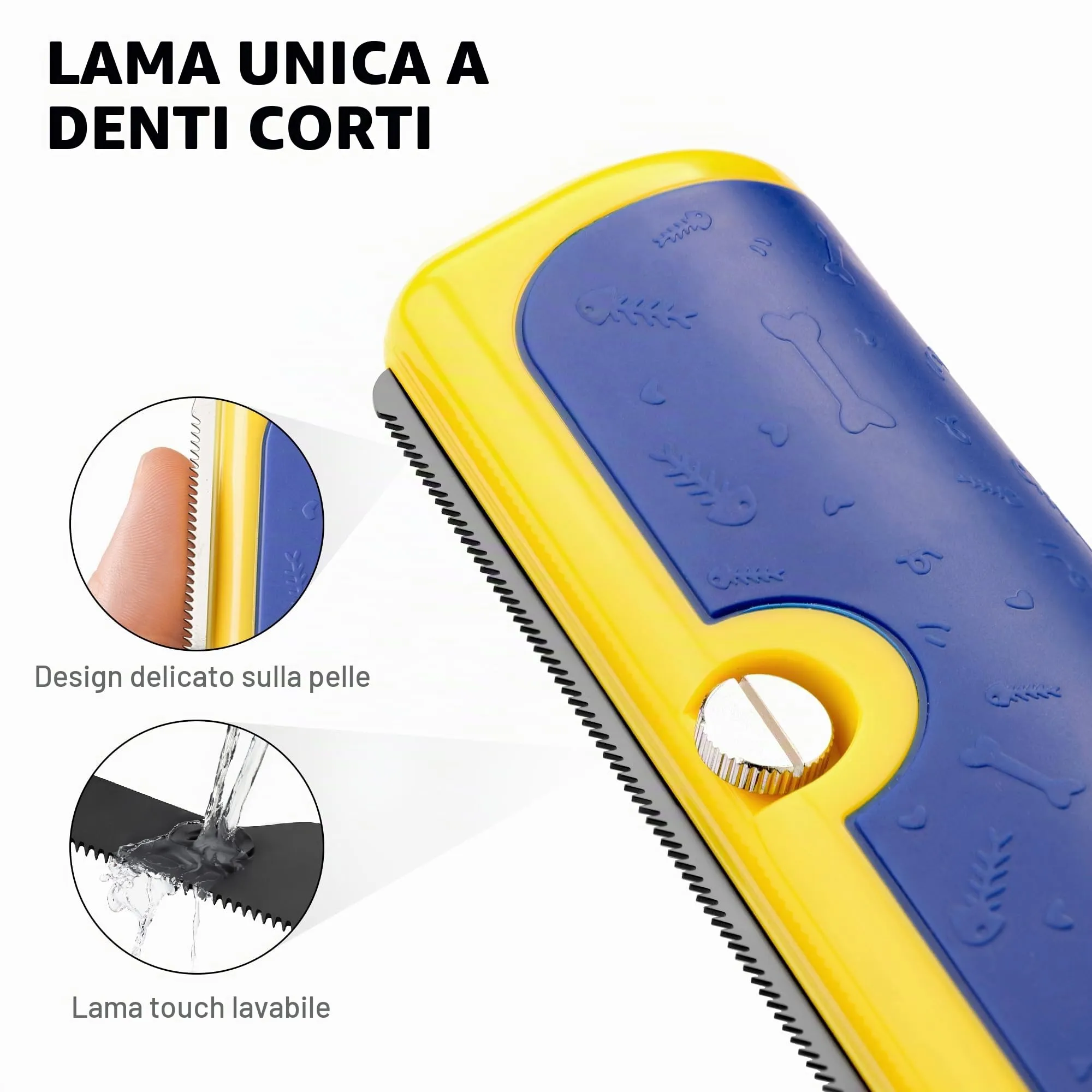 PetPog Slanatore per Cani e Gatti, Pelo Corto e Medio, Blu Giallo - immagine 4