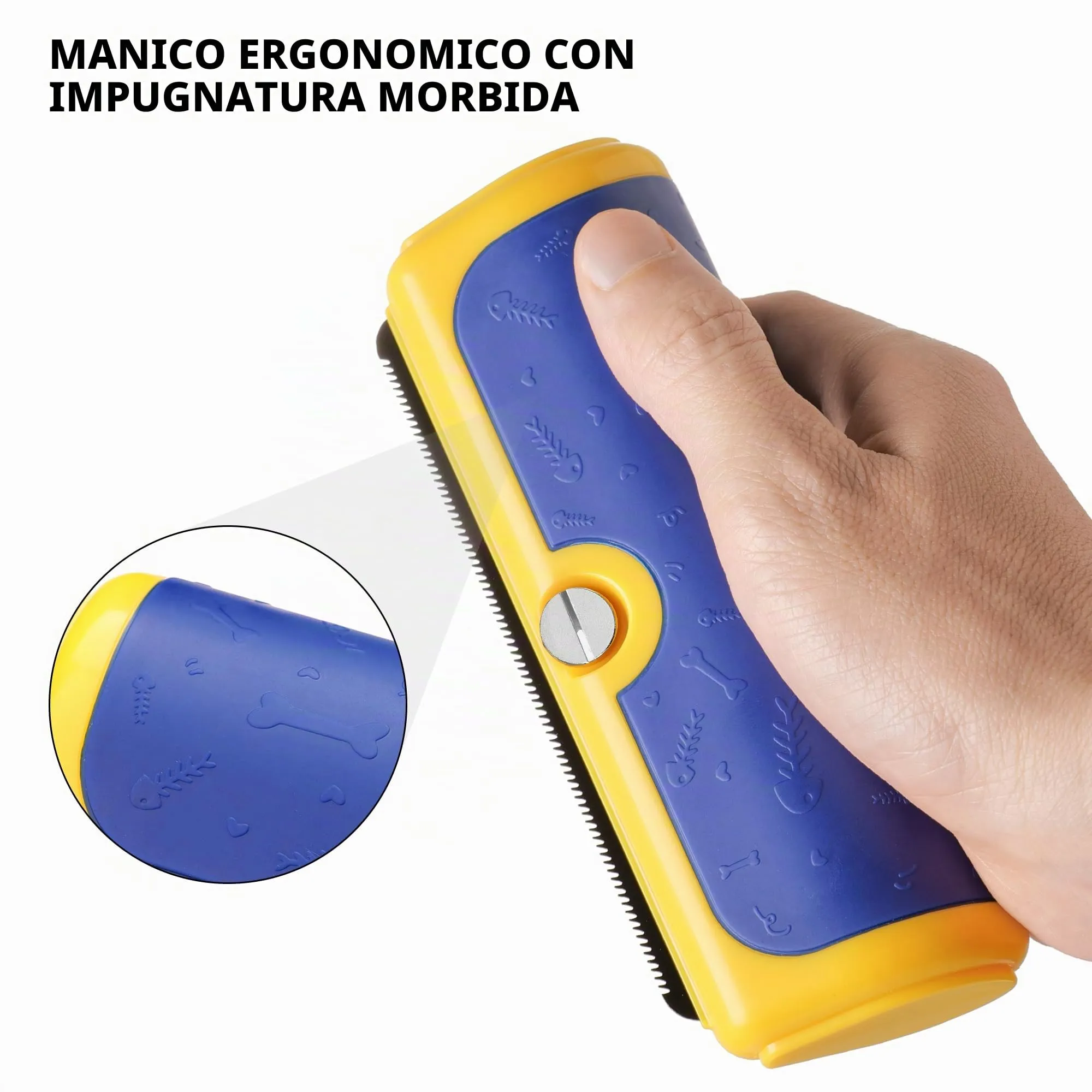 PetPog Slanatore per Cani e Gatti, Pelo Corto e Medio, Blu Giallo - immagine 5