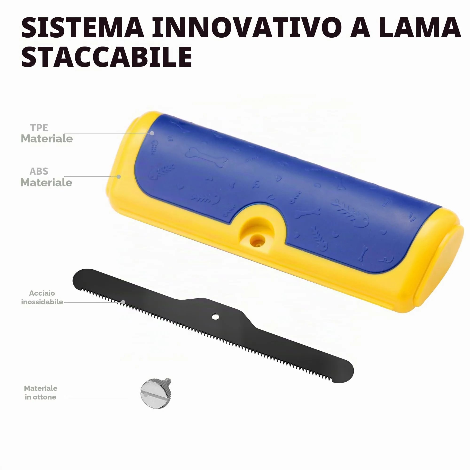 PetPog Slanatore per Cani e Gatti, Pelo Corto e Medio, Blu Giallo - immagine 7