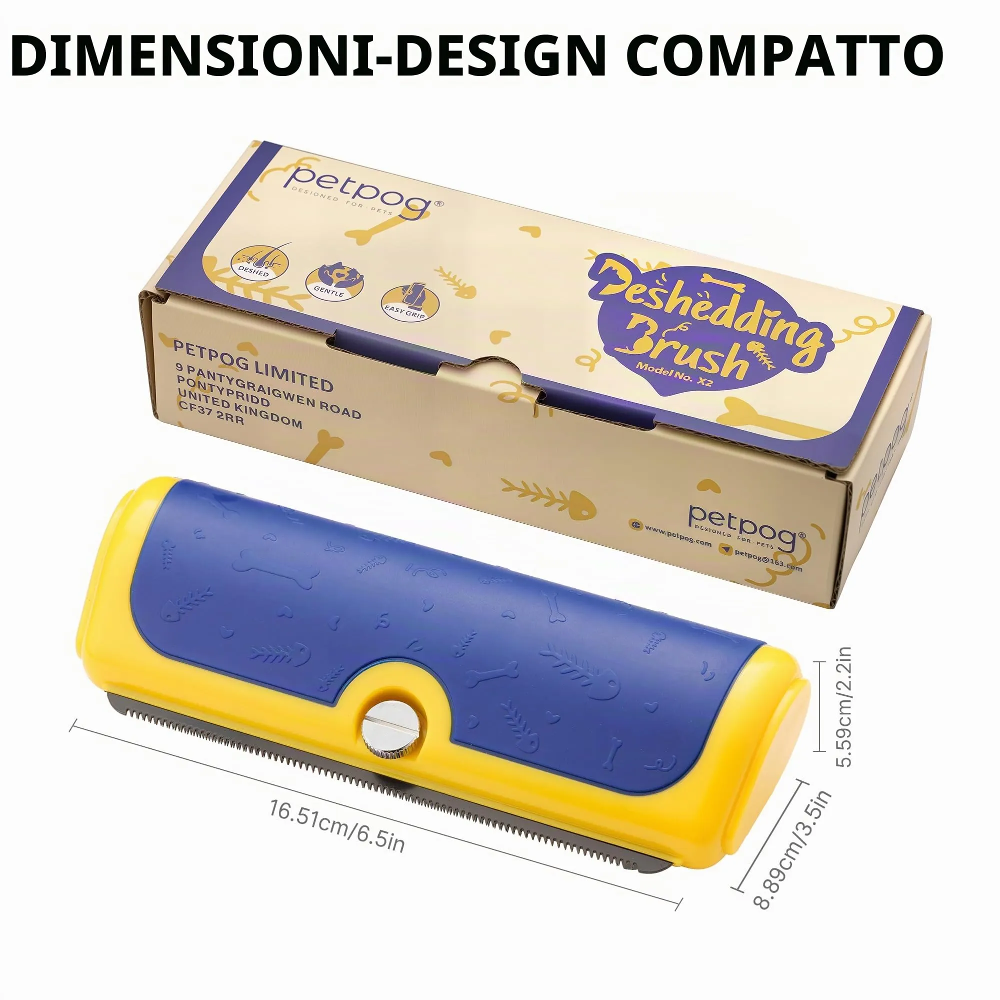 PetPog Slanatore per Cani e Gatti, Pelo Corto e Medio, Blu Giallo - immagine 8