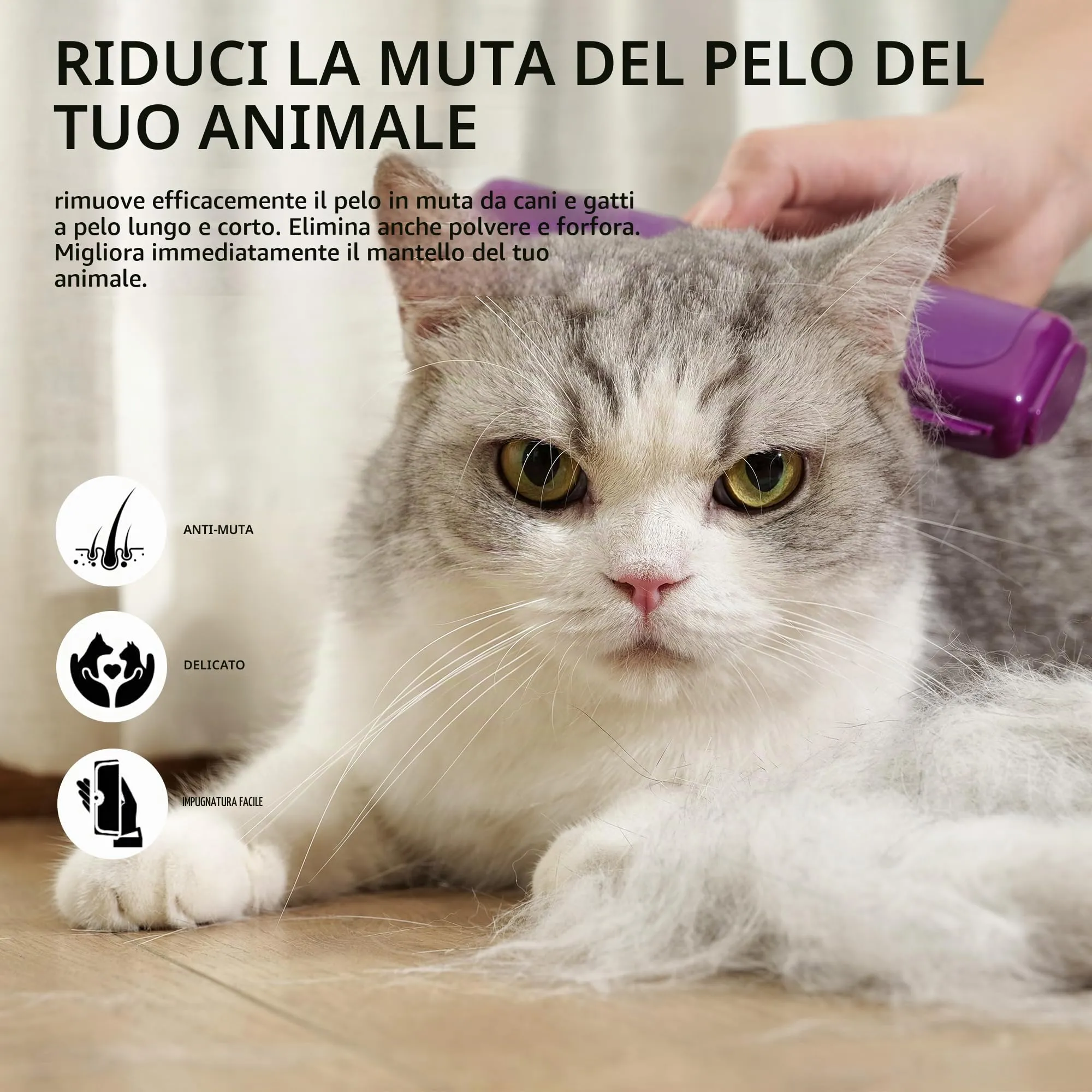 PetPog Slanatore per Gatti e Cani, Pelo Corto e Medio, Viola - immagine 2