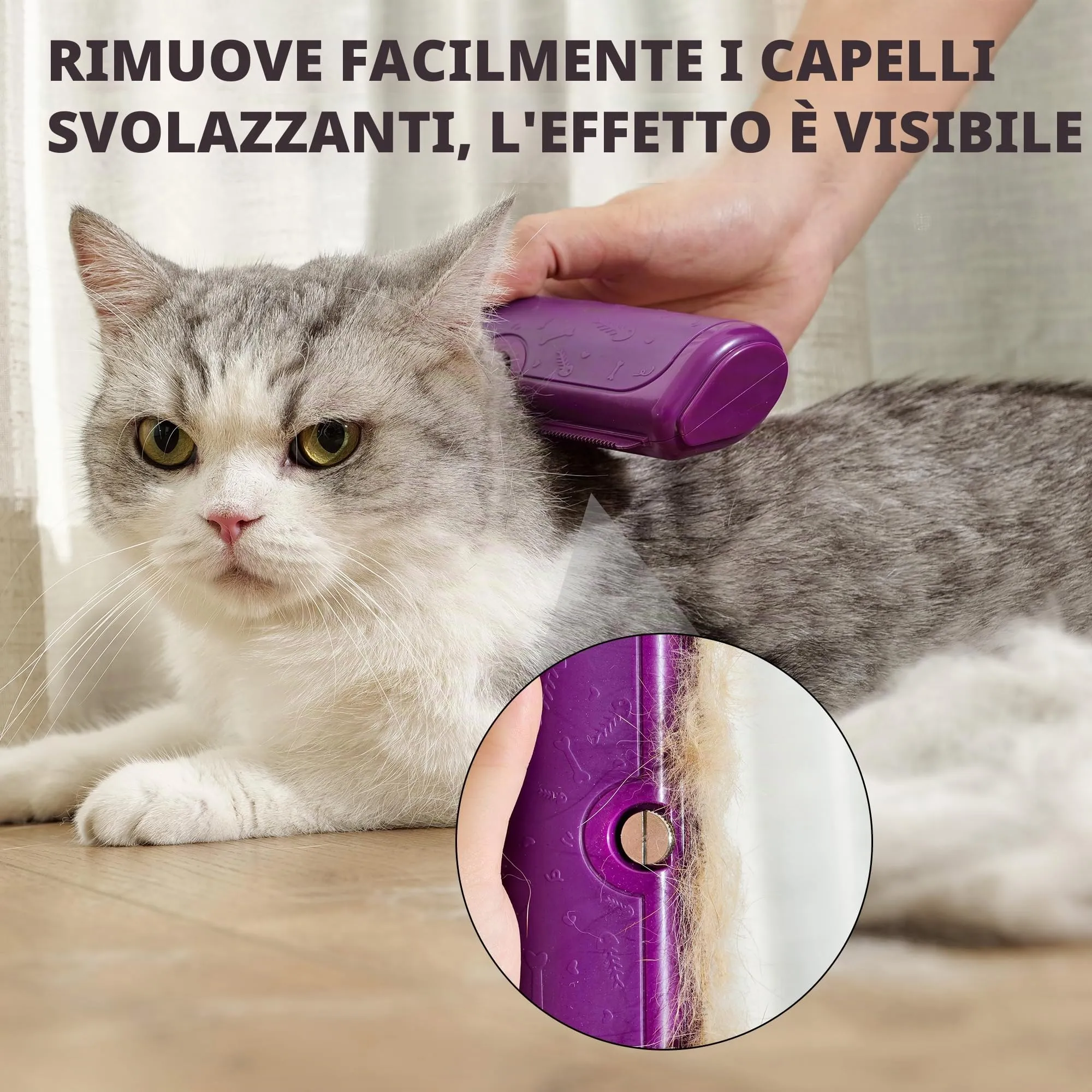 PetPog Slanatore per Gatti e Cani, Pelo Corto e Medio, Viola - immagine 3