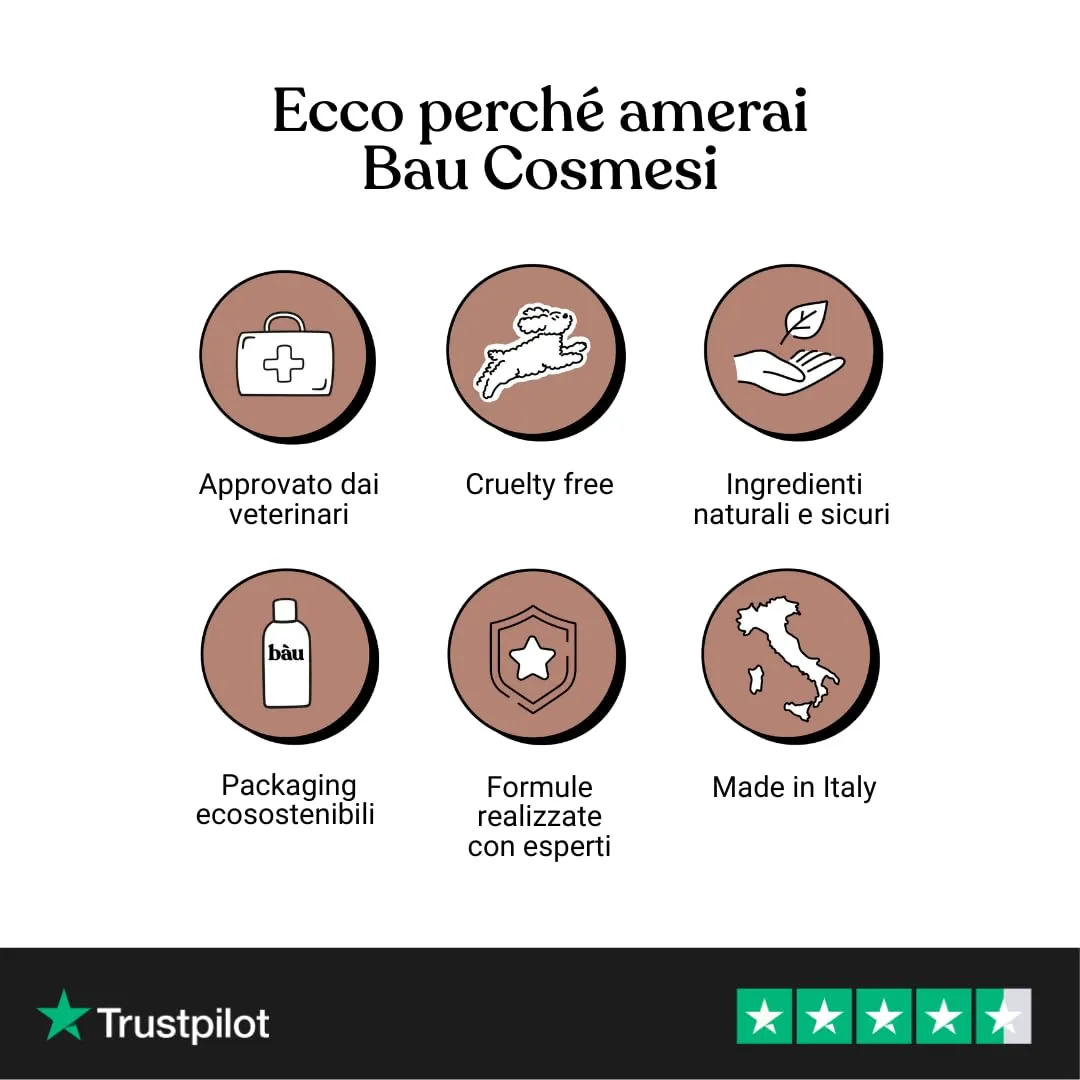 Bau Shampoo Secco per Cani, Gel Detergente Senza Risciacquo con Aloe Vera e Argan, 250 ml - immagine 9