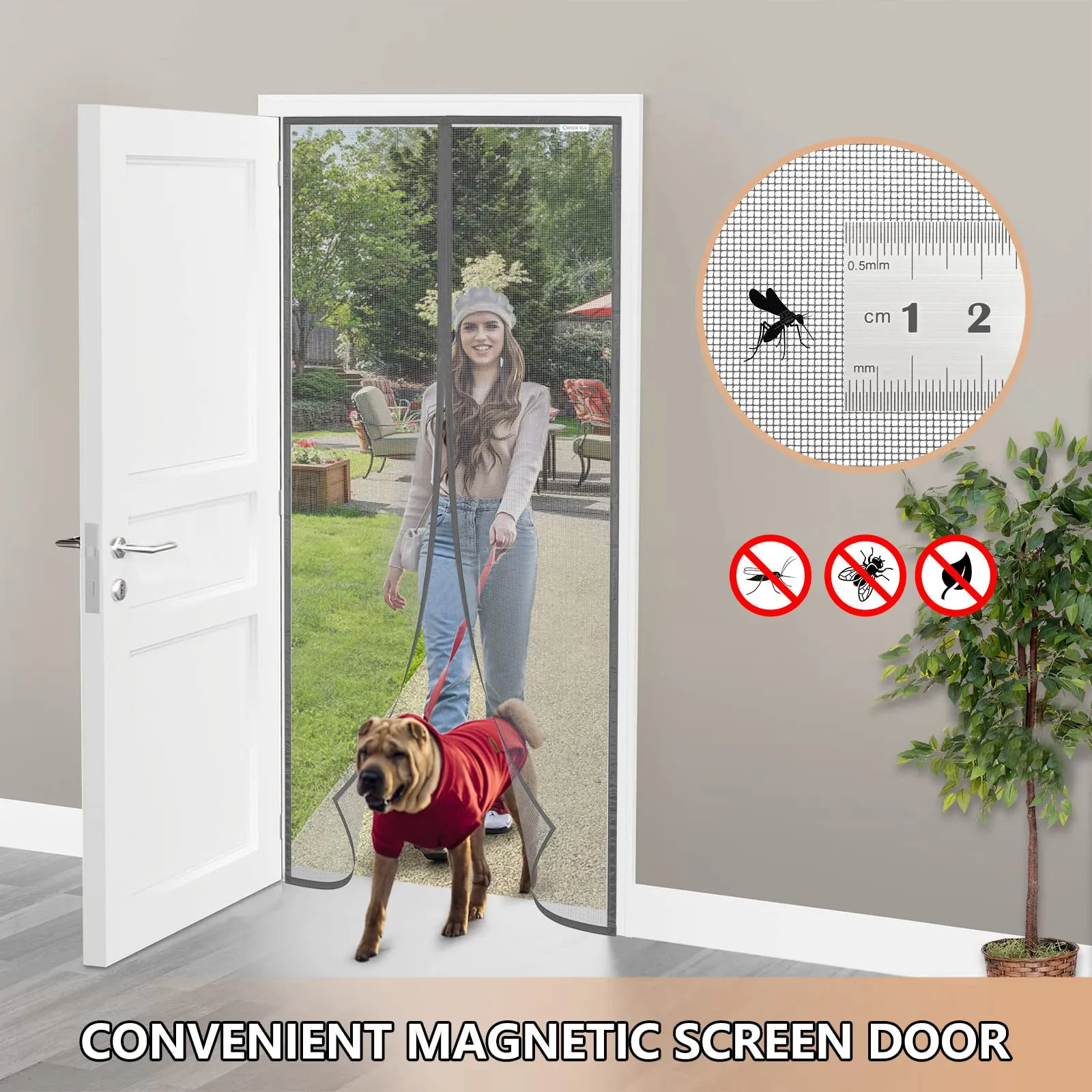 WENT Zanzariera Magnetica per Porte 115x240 cm, Grigio Puro - immagine 2
