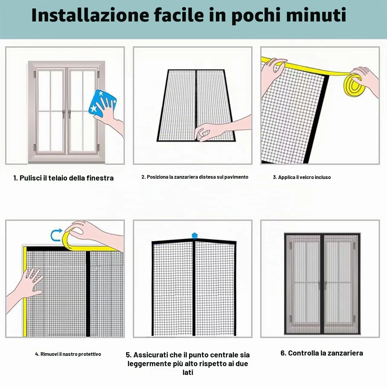 WENT Zanzariera Magnetica per Finestre 100x160 cm, Bianco - immagine 6