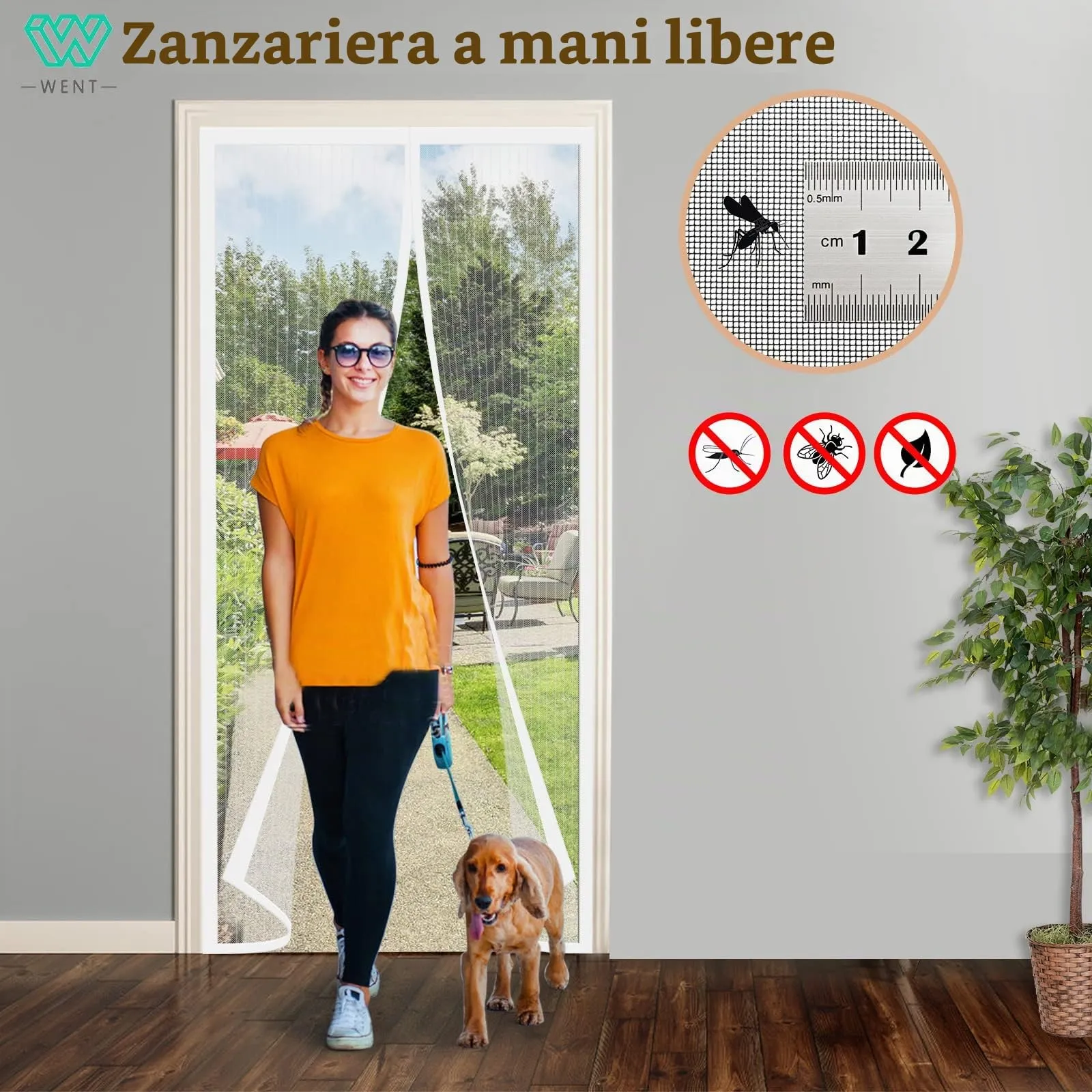WENT Zanzariera Magnetica per Porte, 140x230 cm, Bianco - immagine 2