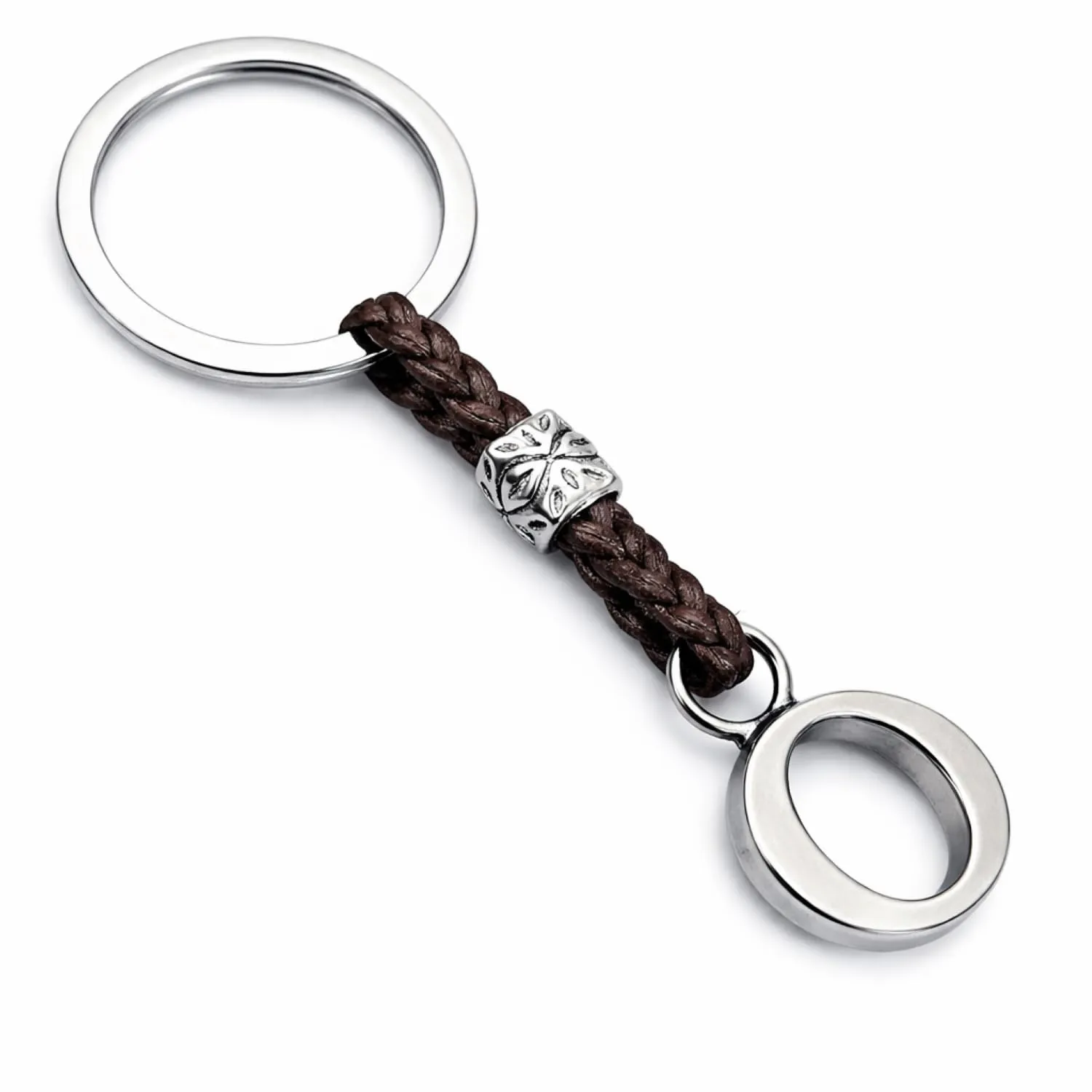 ASTER ALHELÍ Portachiavi in Pelle Personalizzato con Iniziali, Lettere e Perline in Zama Placcate in Argento - immagine 1