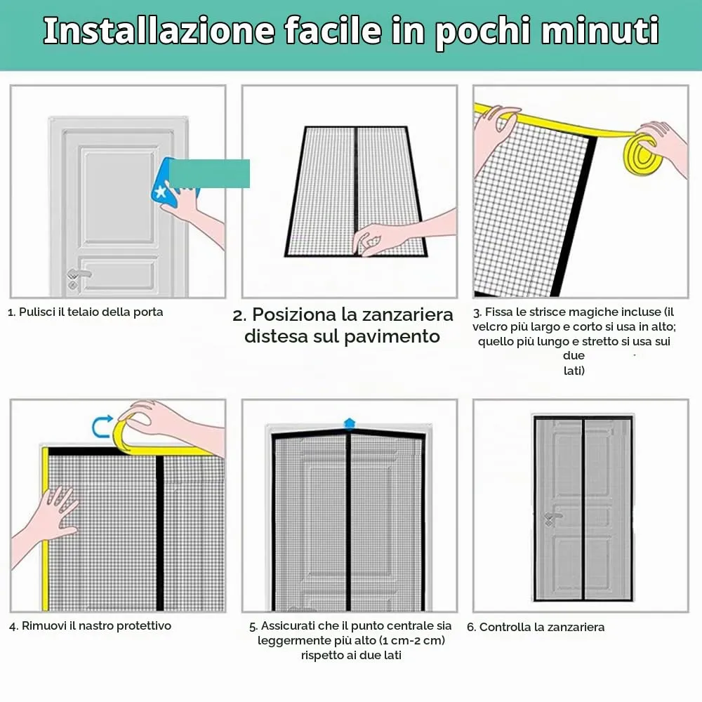 WENT Zanzariera Magnetica per Porte, 100x220 cm, Nero - immagine 7