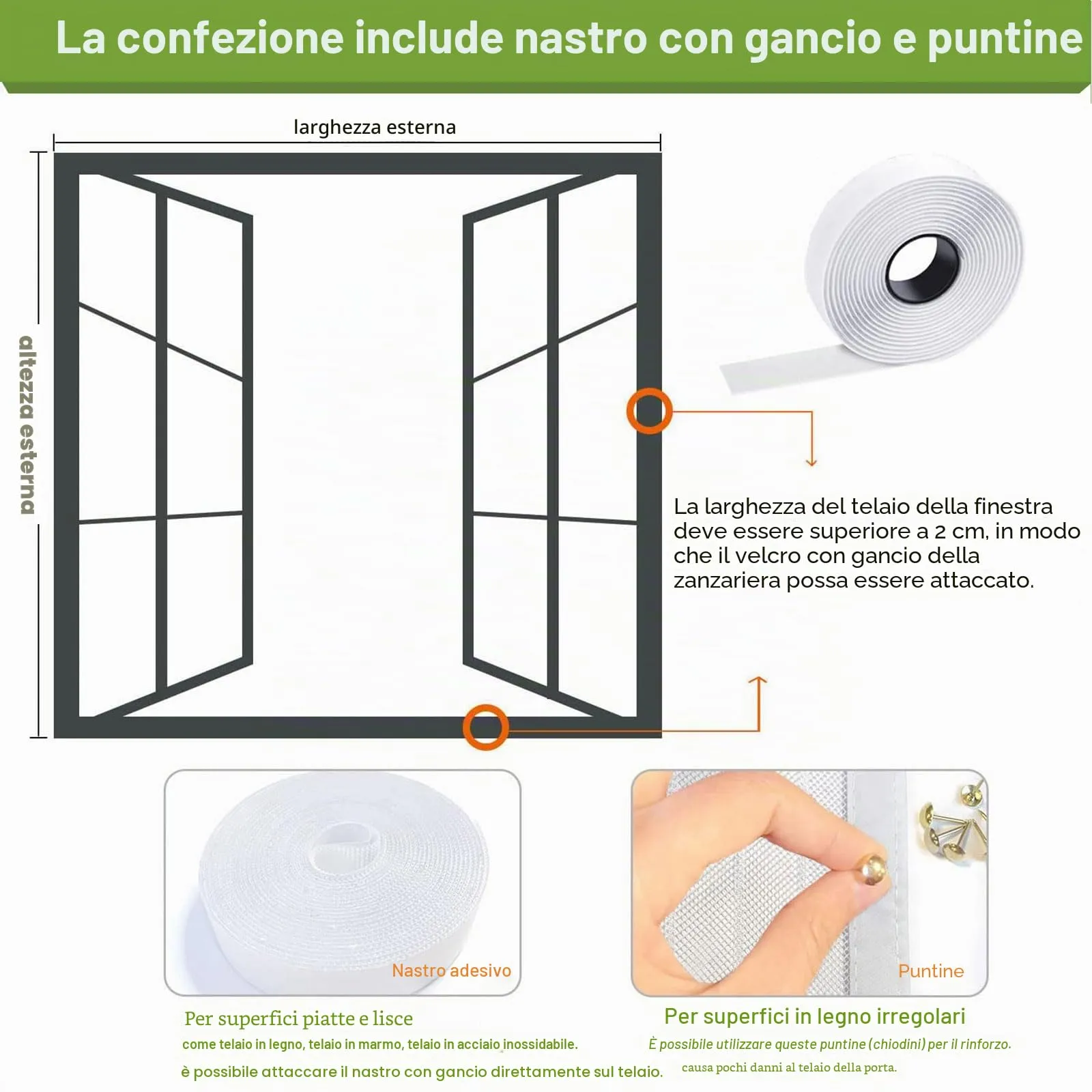 Risareyi Zanzariera Magnetica Porta Finestra 150x135cm, Bianco, Rete Fine - immagine 4