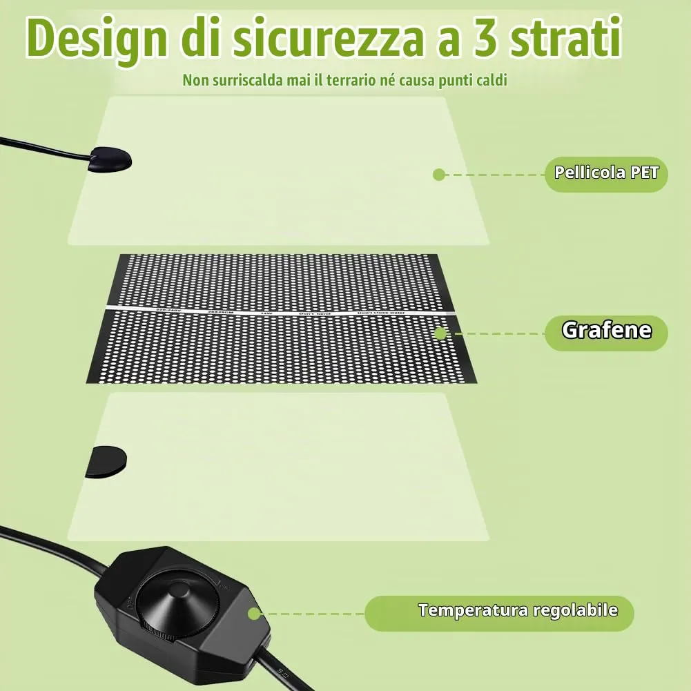 Adiwo Tappetino Riscaldante Rettili, 14W, 28 x 28 cm, Temperatura Regolabile - immagine 3