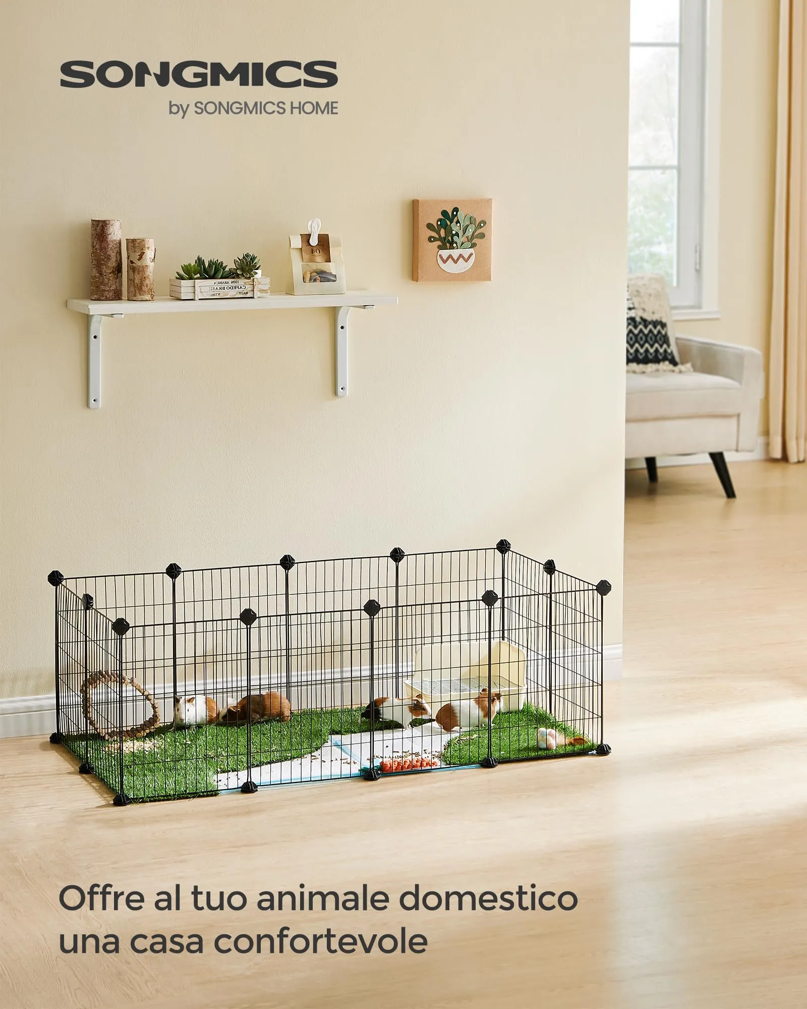 SONGMICS Recinto Personalizzabile per Animali di Piccola Taglia, Nero LPI001B01 - immagine 3