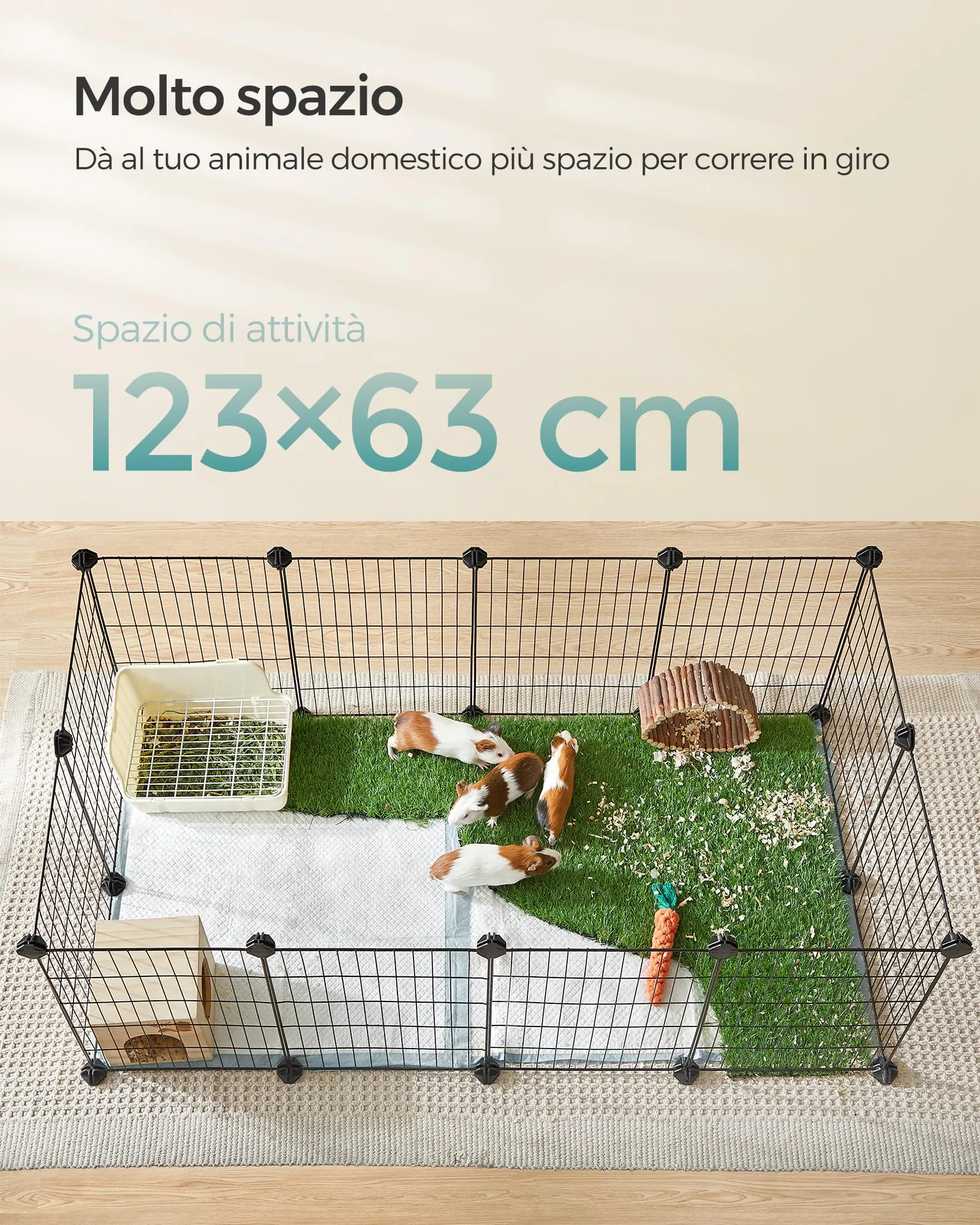 SONGMICS Recinto Personalizzabile per Animali di Piccola Taglia, Nero LPI001B01 - immagine 5
