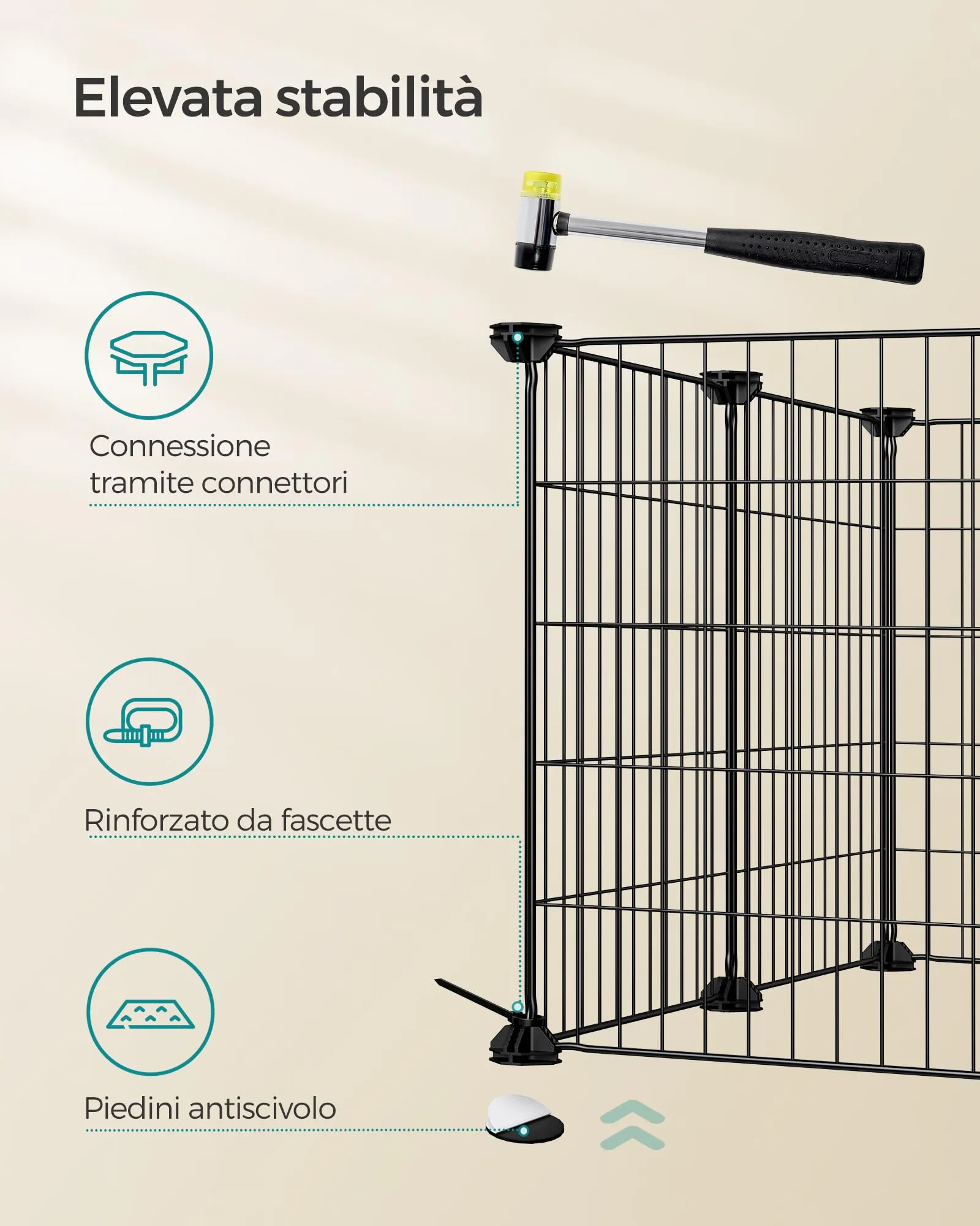 SONGMICS Recinto Personalizzabile per Animali di Piccola Taglia, Nero LPI001B01 - immagine 7