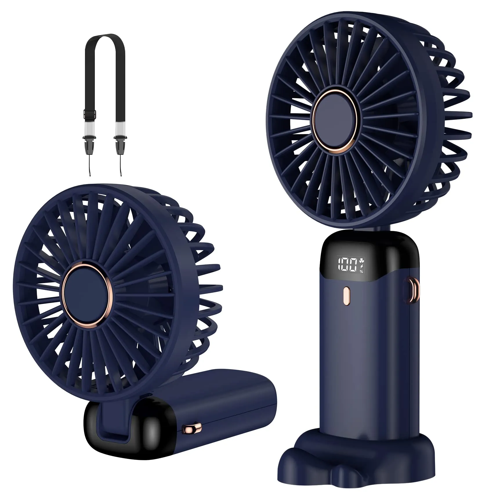 Rafada Mini Ventilatore Portatile Ricaricabile, 5 velocità, Batteria 4200 mAh, USB Pieghevole - immagine 1