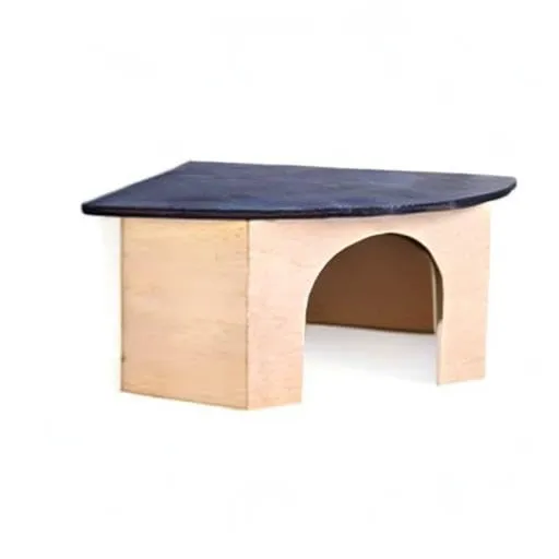 Croci Wood Corner House for Hamsters and Guinea Pigs, Blue Roof, 29x13x21 cm - immagine 3