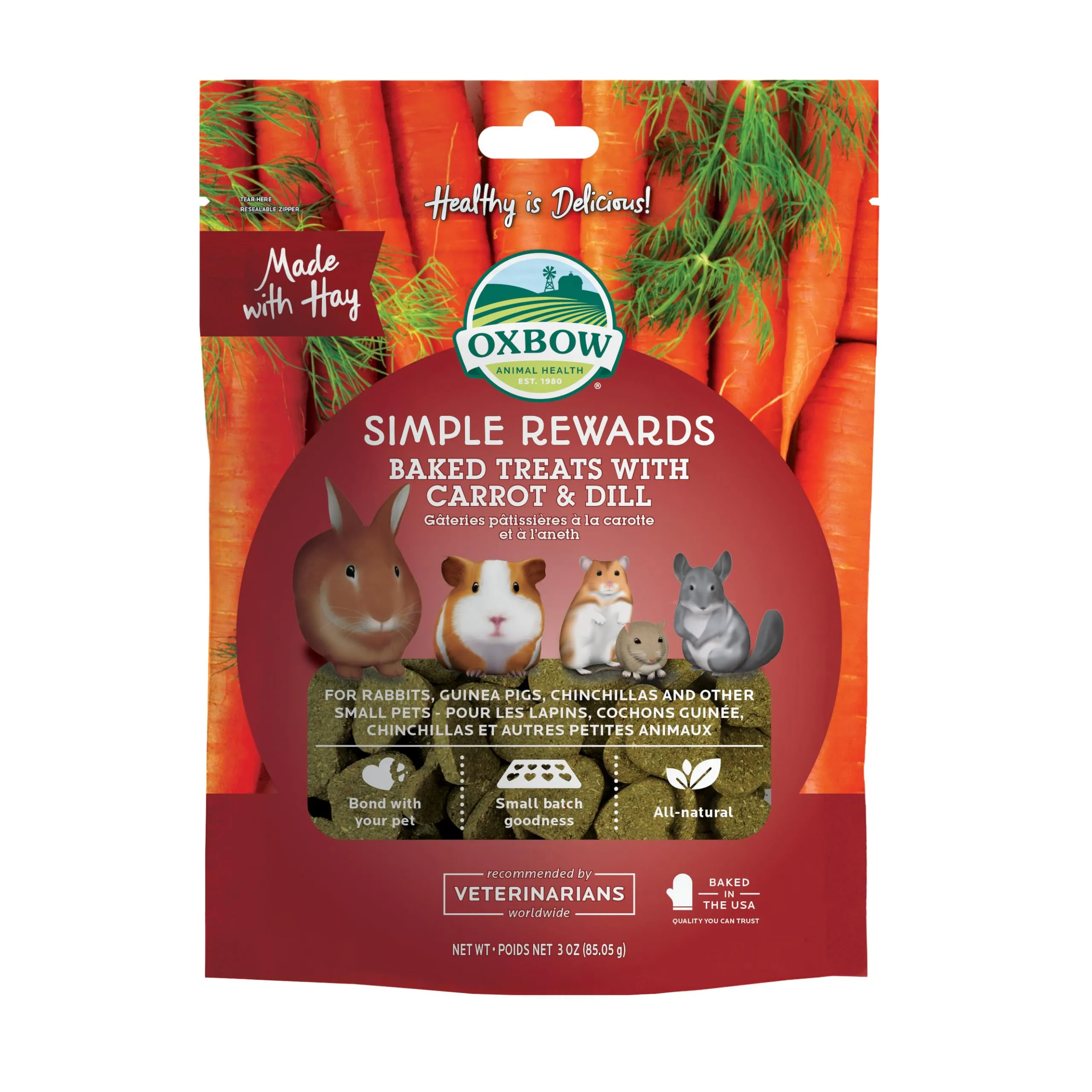 Oxbow Naturale a Forno Cotto Treats with Carrots, Dill and Timothy Hay - immagine 1